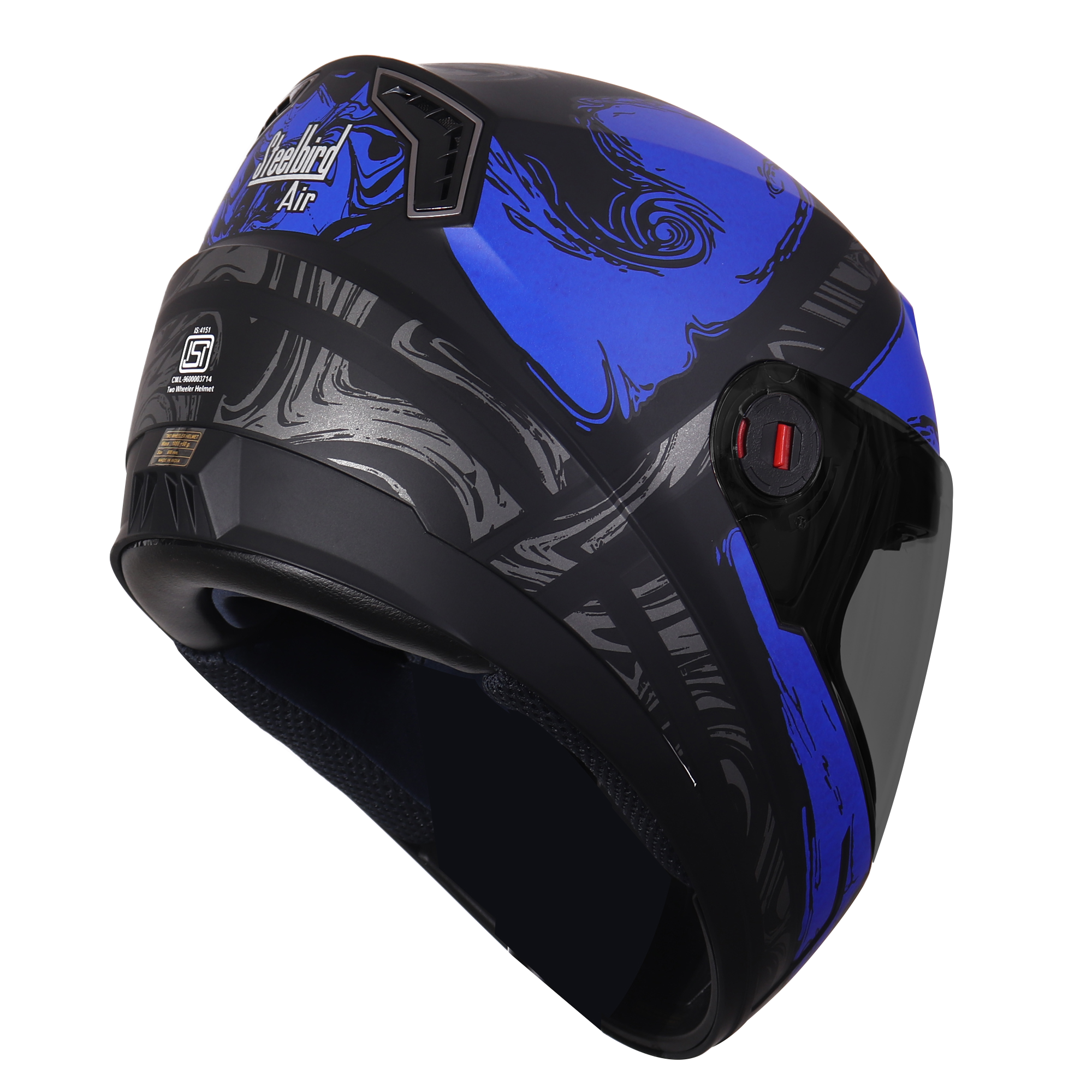 SBA-1 Craft Mat Black With Blue ( Fitted With Clear Visor  Extra Smoke Visor Free)