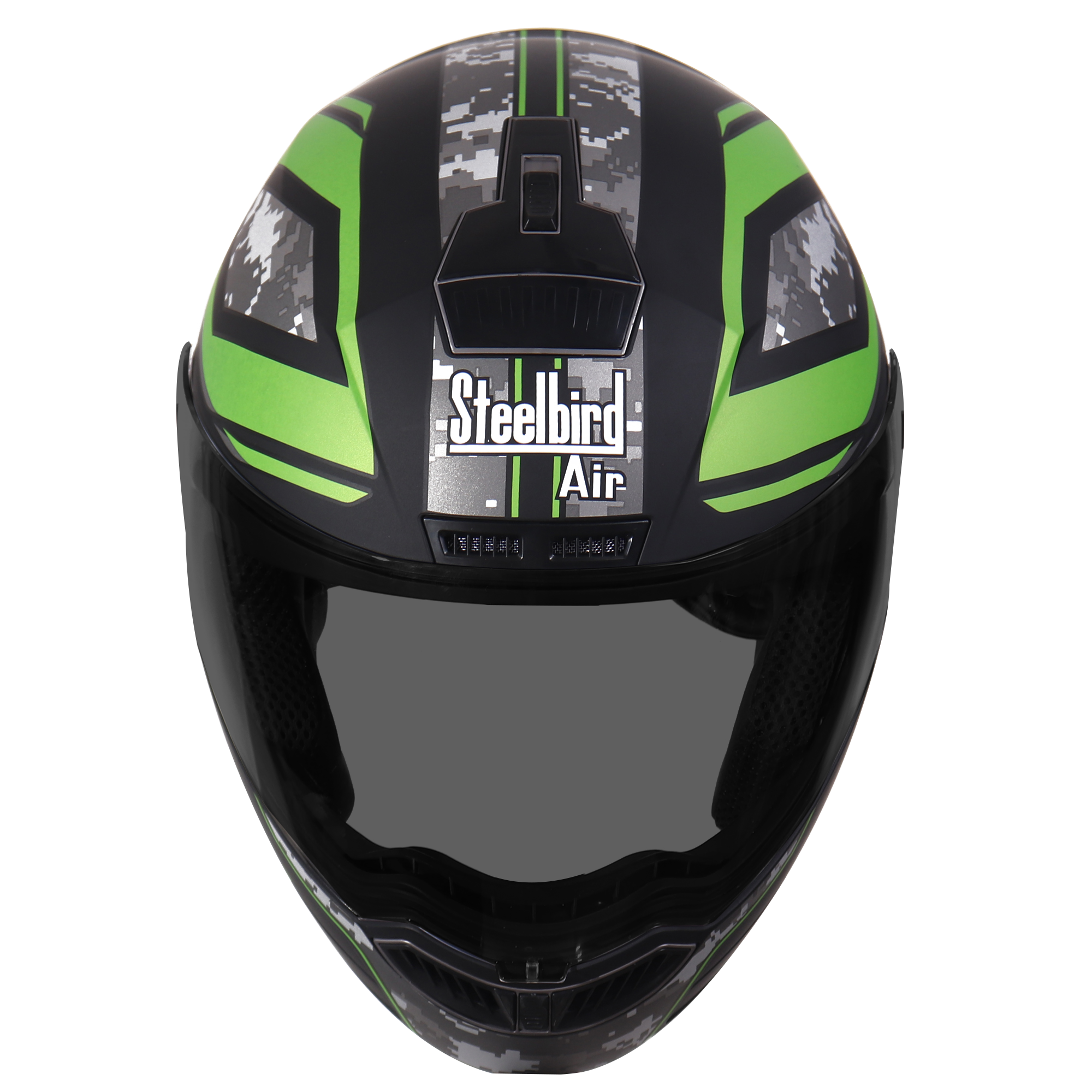 SBA-1 Pixa Mat Black With Green  ( Fitted With Clear Visor Extra Smoke Visor Free)