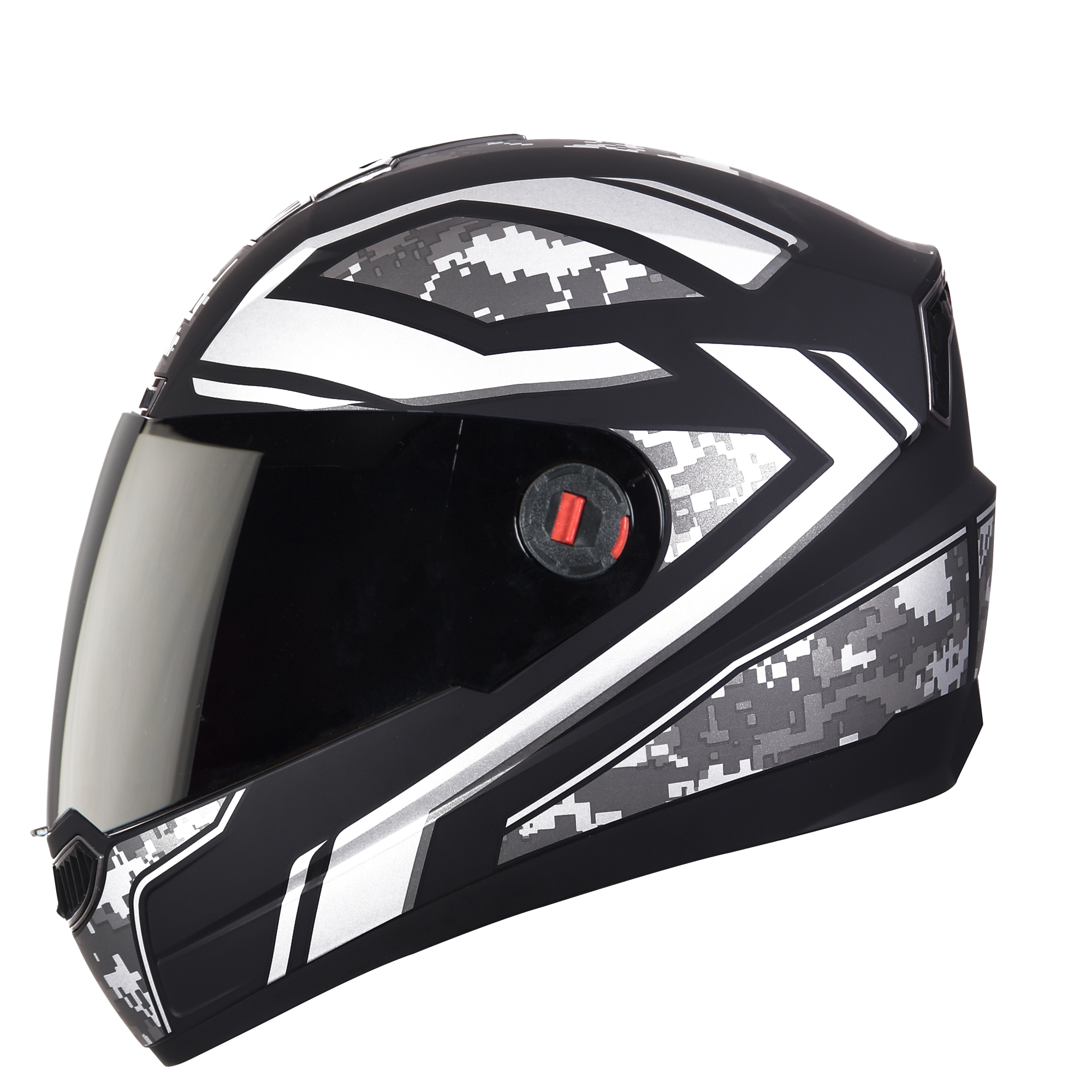 SBA-1 Pixa Mat Black With Silver  ( Fitted With Clear Visor Extra Smoke Visor Free)