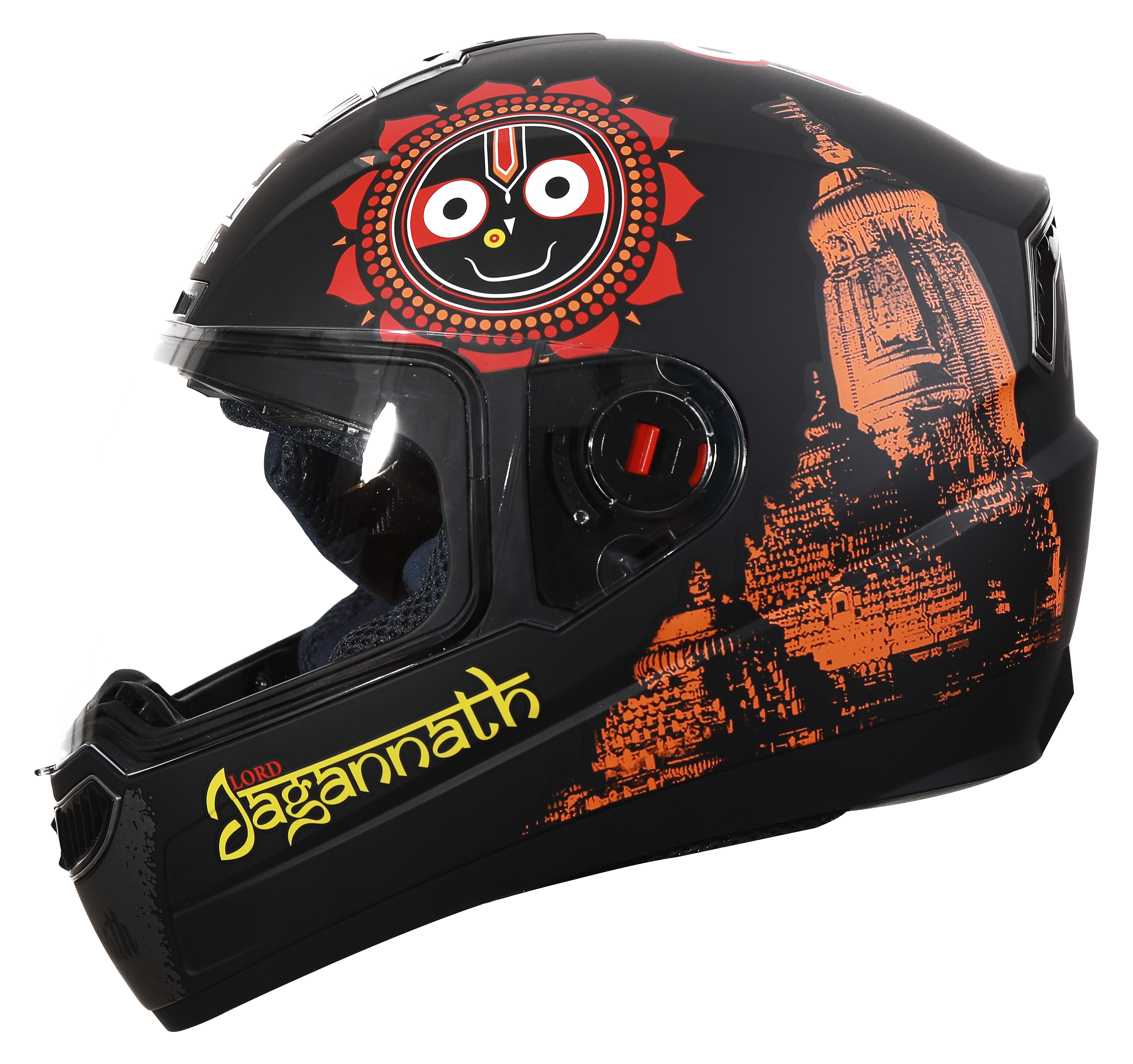 Steelbird SBA-1 Jagannath Full Face Helmet In Matt Finish (Matt Black Orange With Clear Visor)