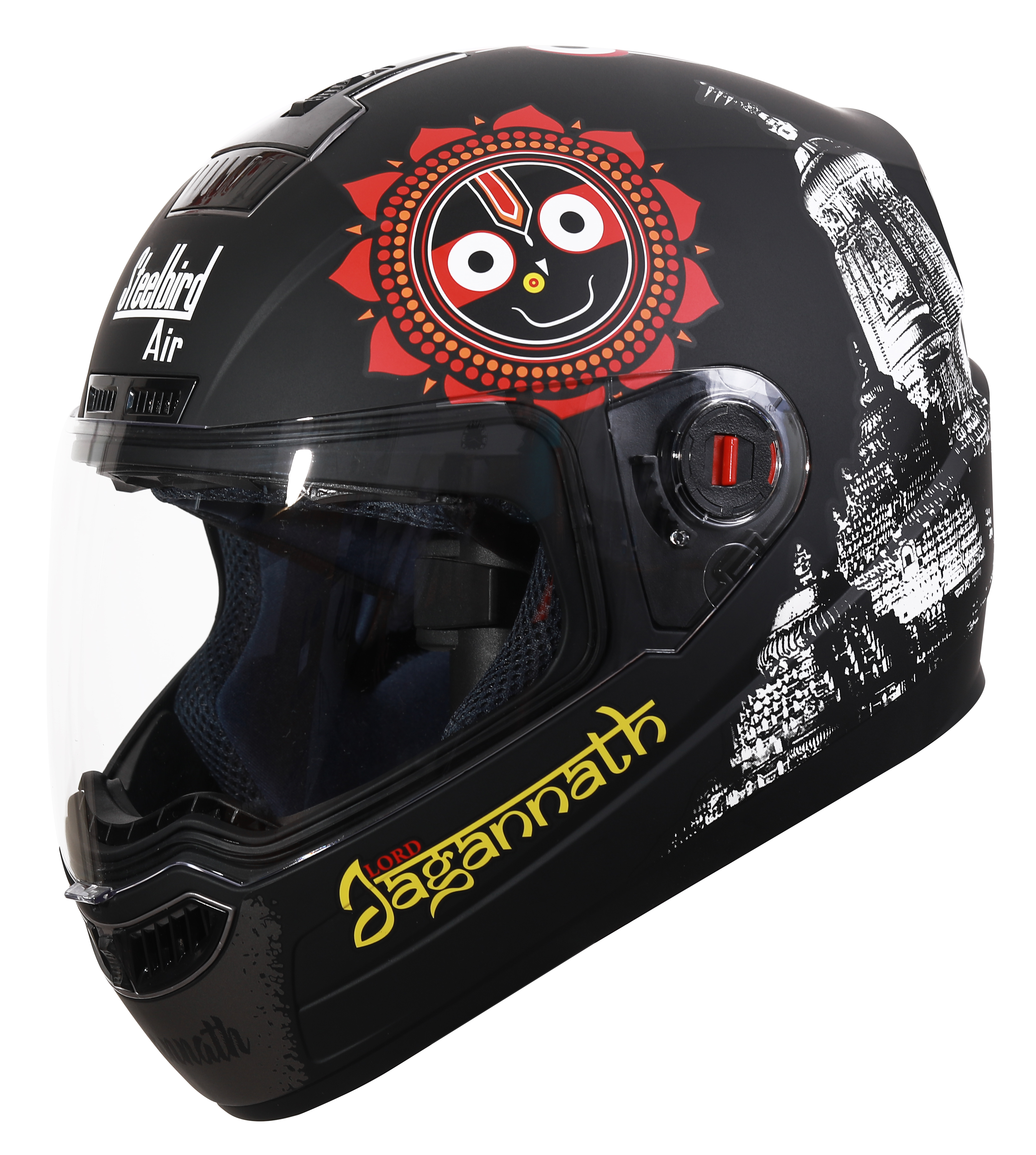 Steelbird SBA-1 Jagannath Full Face Helmet in Matt Finish (Matt Black White with Clear Visor)