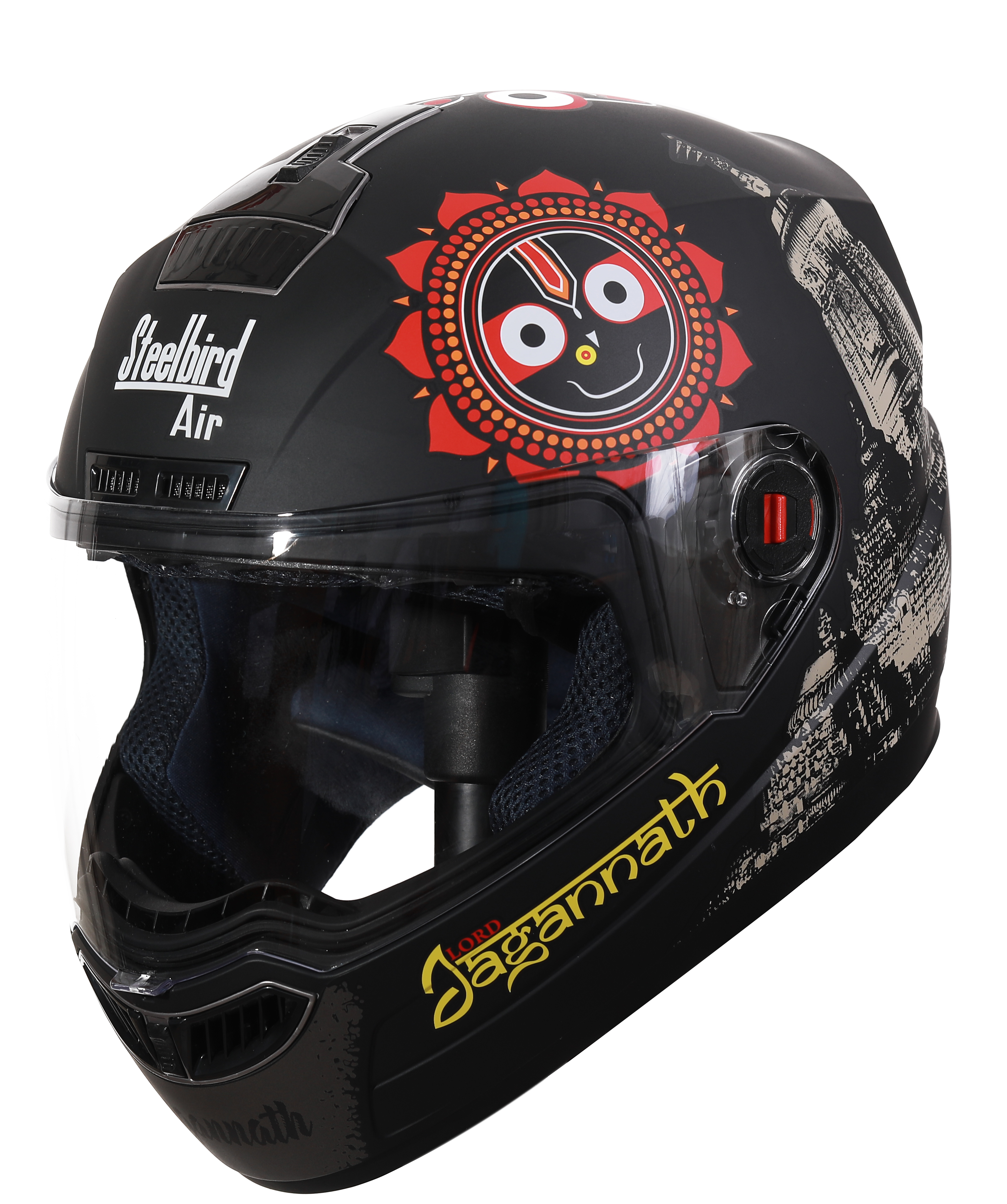 Steelbird SBA-1 Jagannath Full Face Helmet In Matt Finish (Matt Black Desert Storm With Clear Visor) 