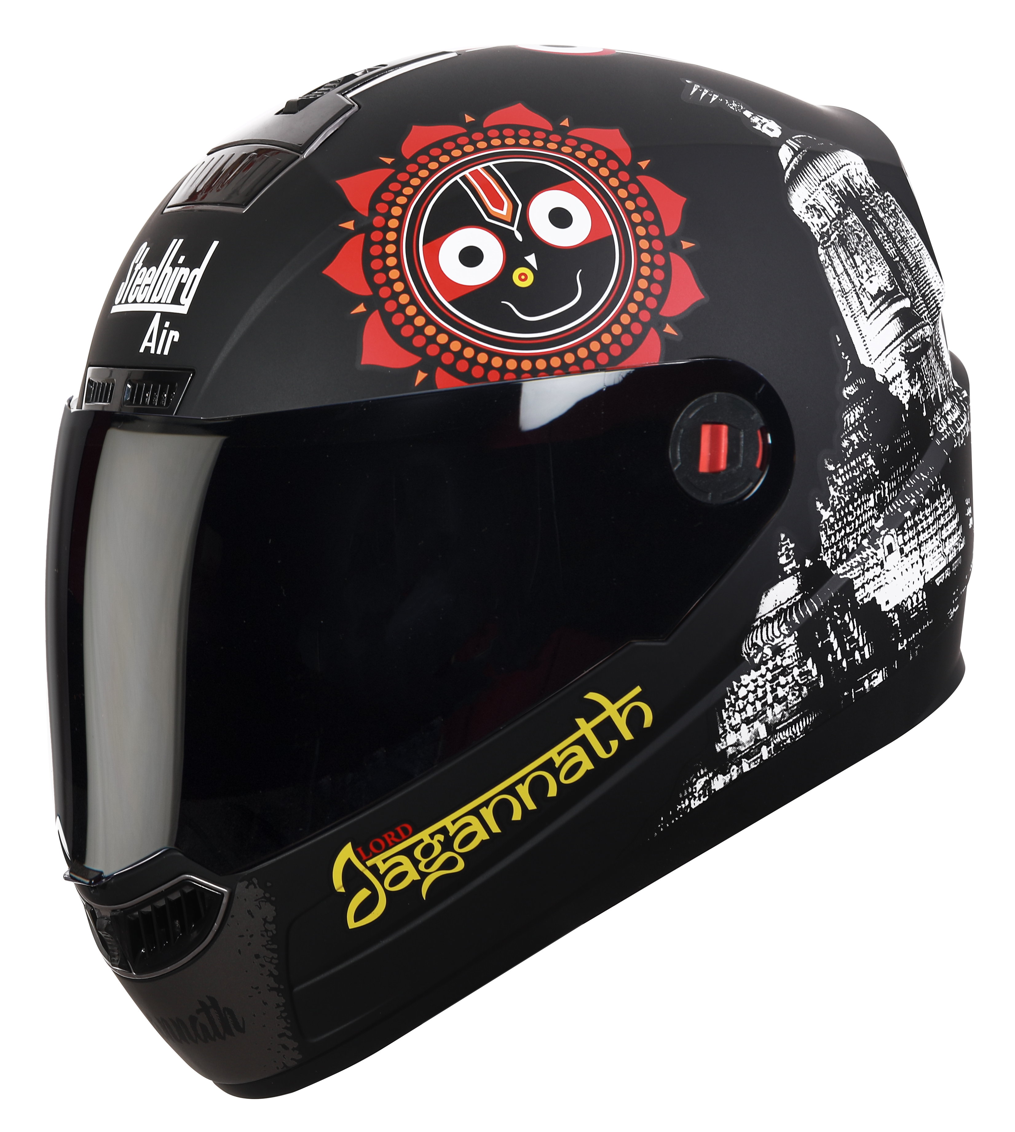 Steelbird SBA-1 Jagannath Full Face Helmet In Matt Finish (Matt Black White With Smoke Visor)