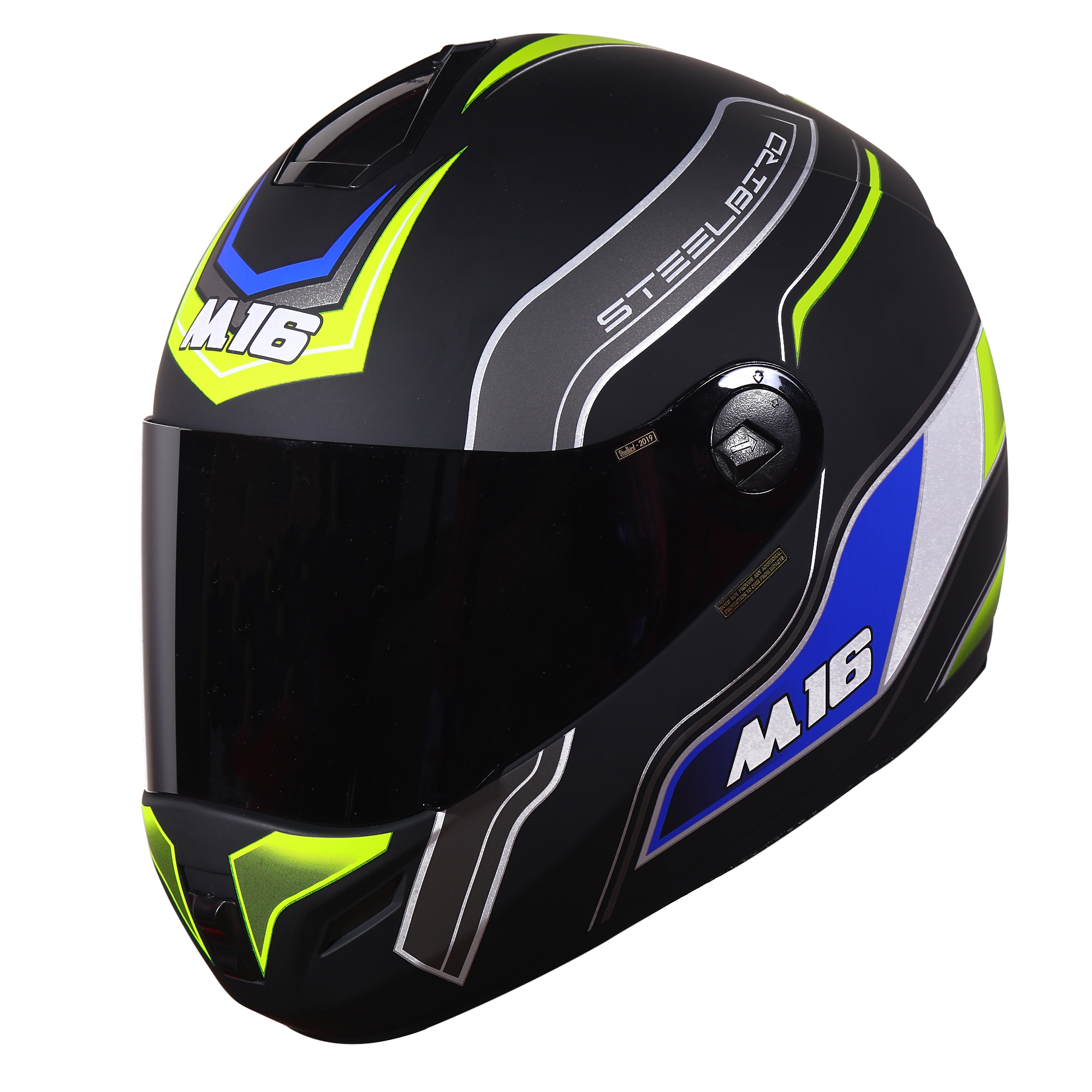 M16 Activate Mat Black With Neon Yellow( Fitted With Clear Visor Extra Smoke Visor Free)
