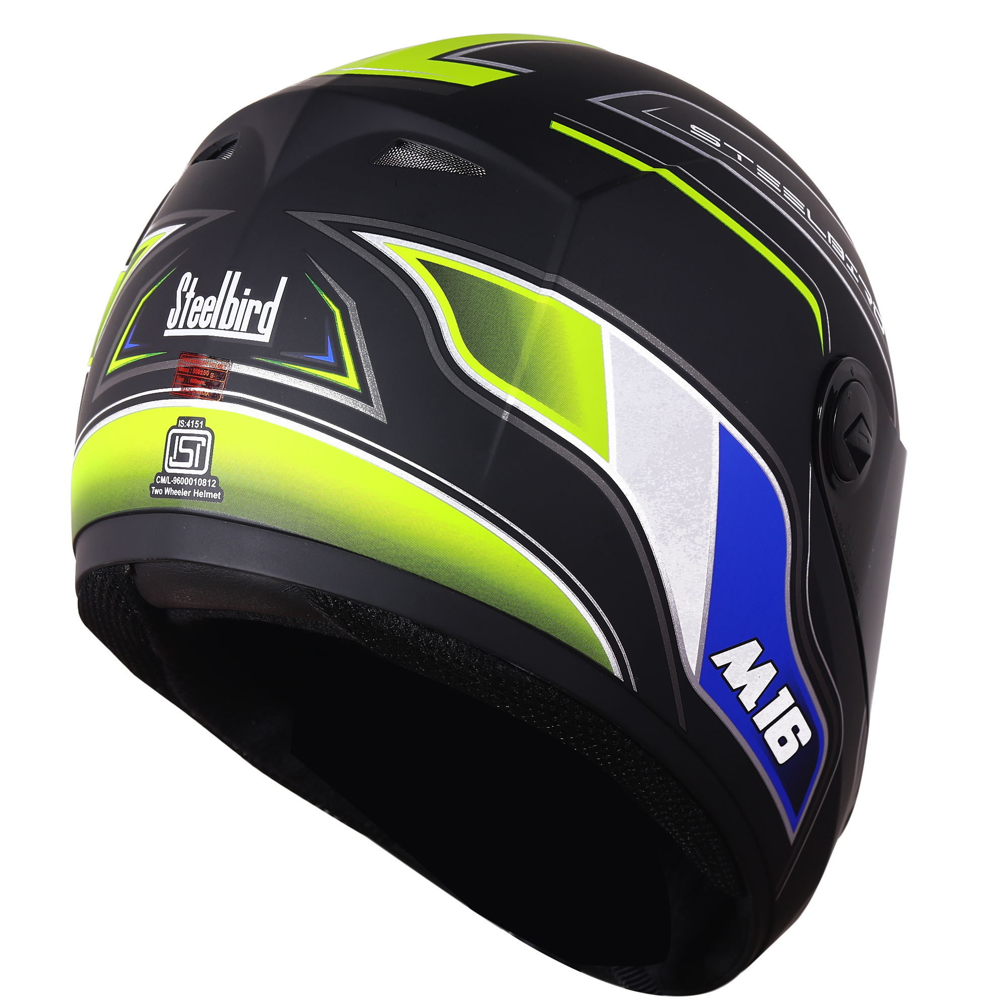 M16 Activate Mat Black With Neon Yellow( Fitted With Clear Visor Extra Smoke Visor Free)