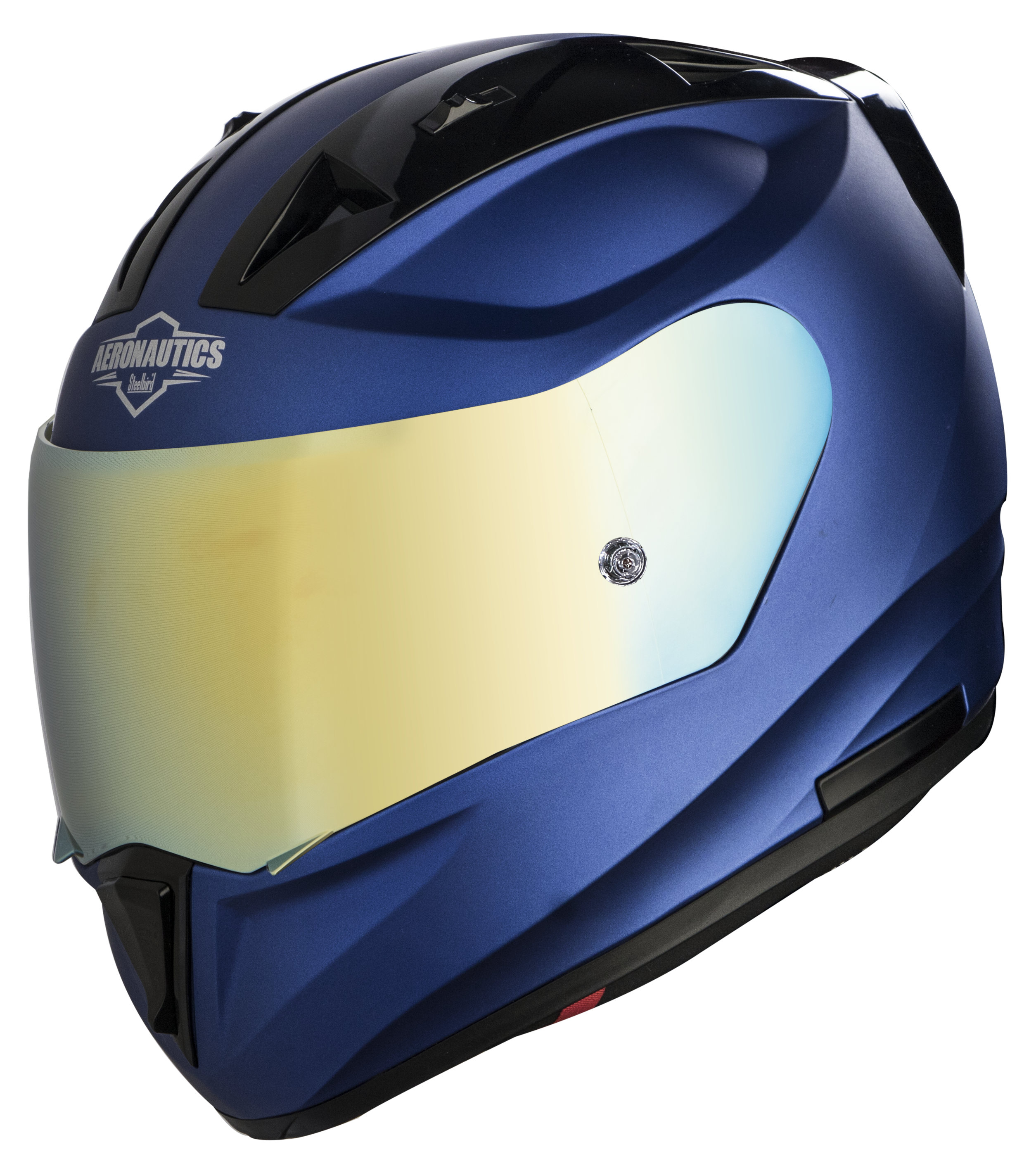 SA-1 Aeronautics Mat Y Blue With Anti-Fog Shield Gold Chrome Visor