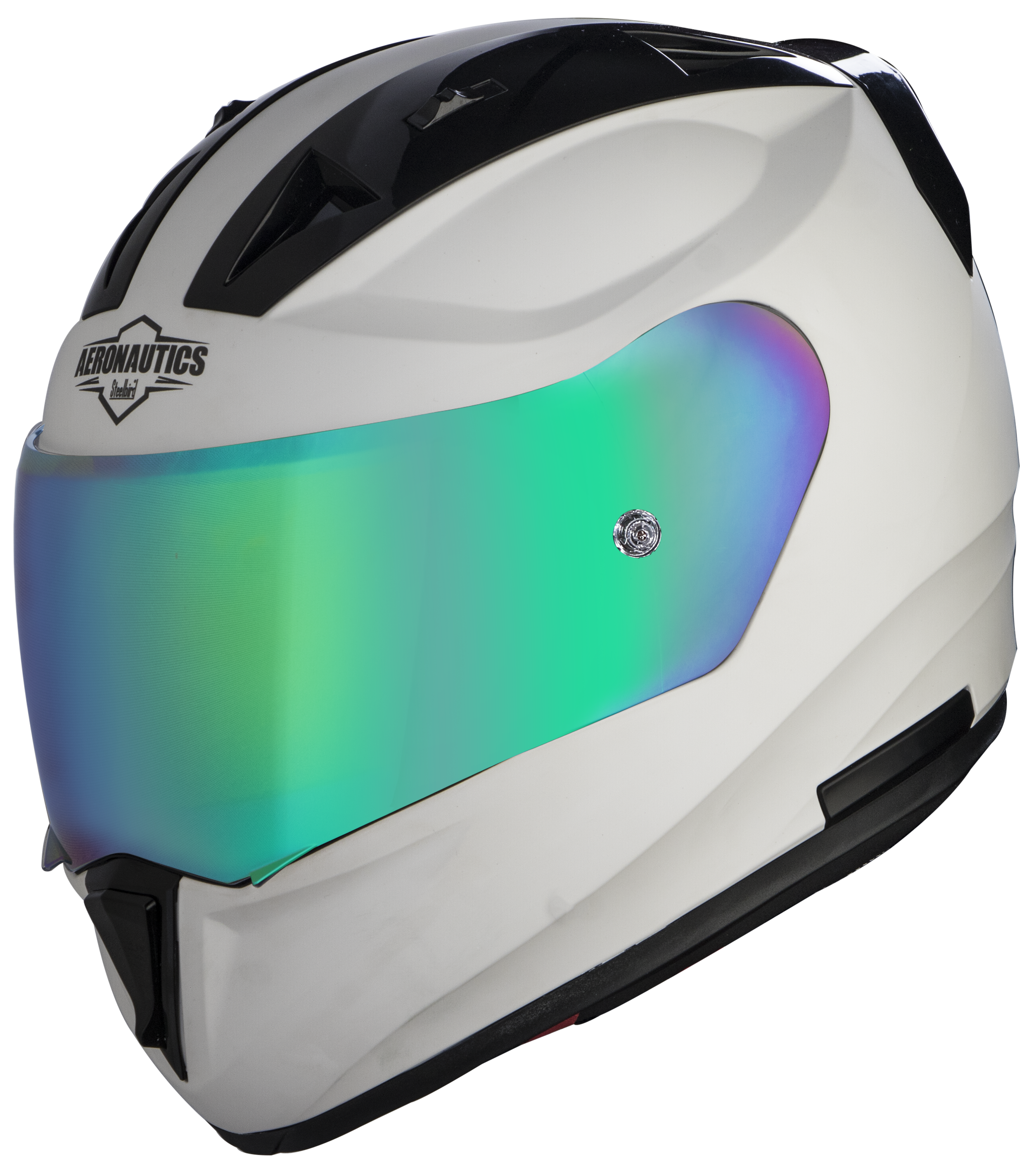 SA-1 Aeronautics Mat White With Anti-Fog Shield Rainbow Chrome Visor