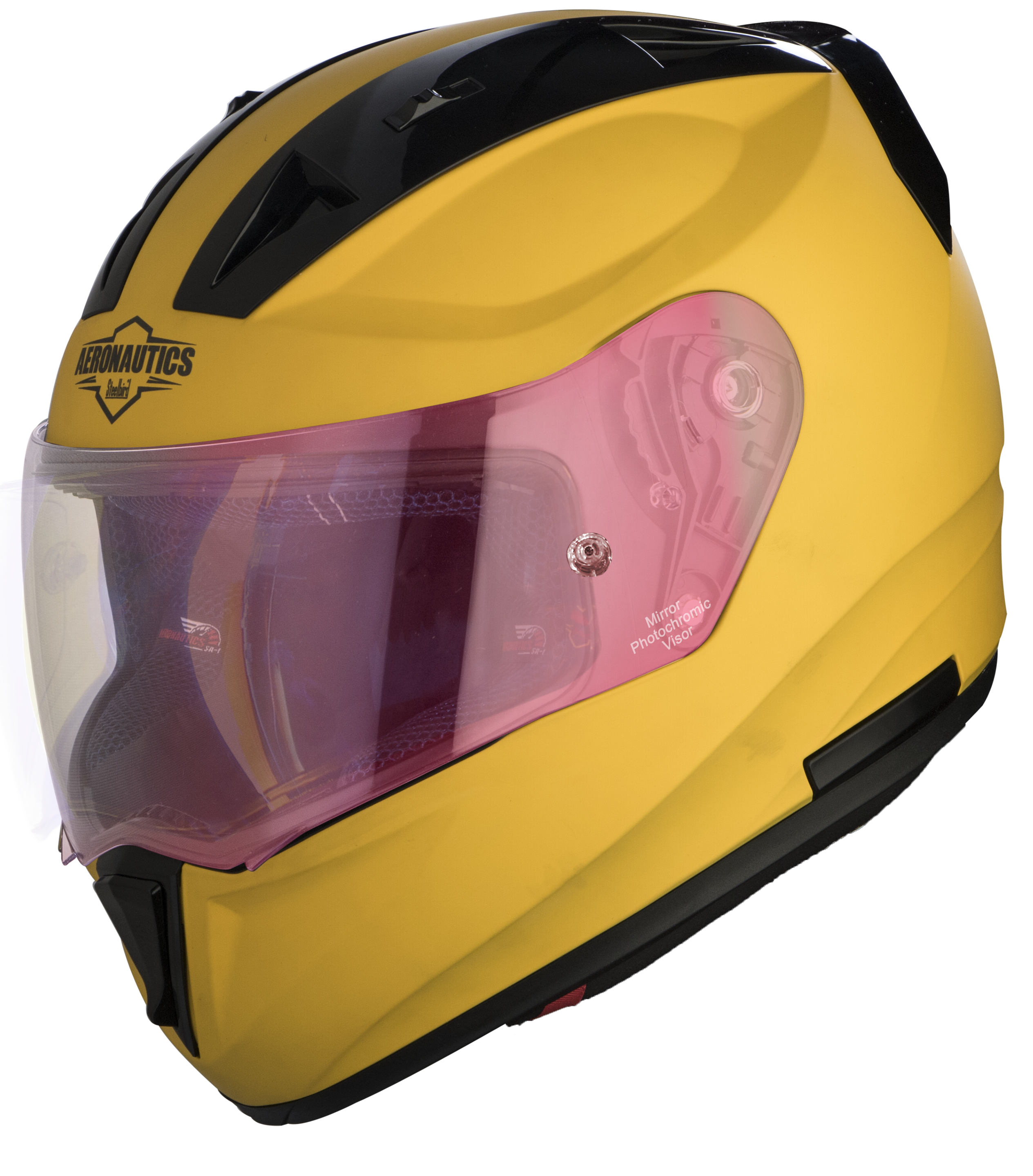 SA-1 Aeronautics Mat Moon Yellow With Anti-Fog Shield Gold Night Vision Photochromic Visor