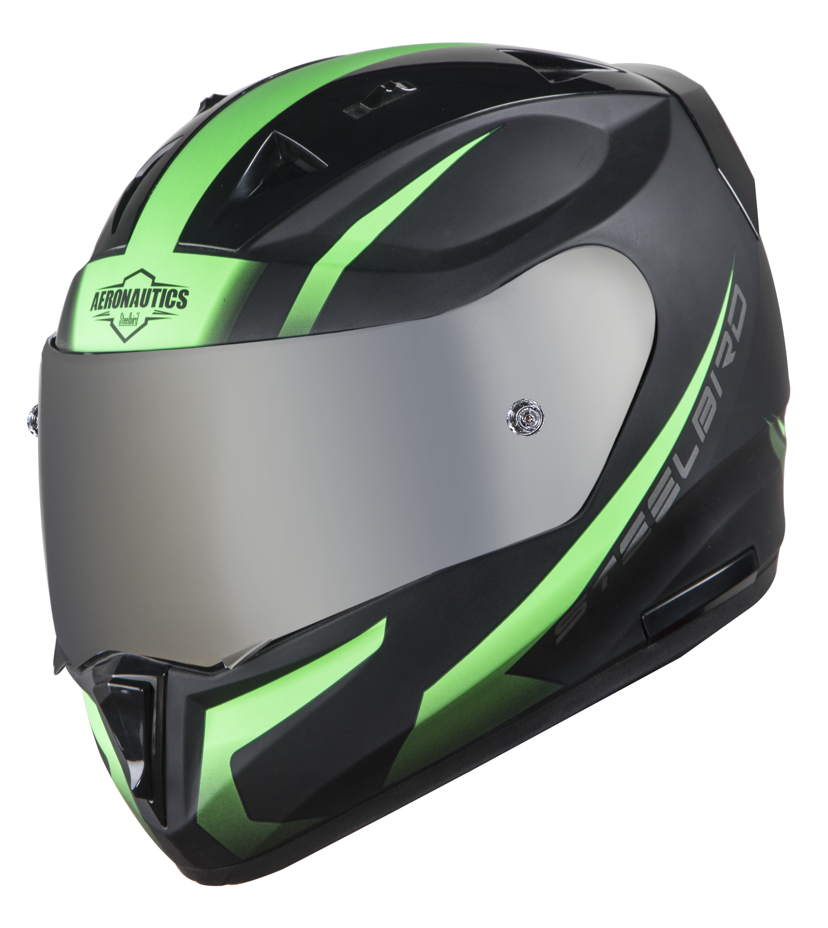 SA-1 WHIF Mat Black/Green With (Fitted With Clear Visor Extra Anti-Fog Shield Chrome Silver Visor Free)