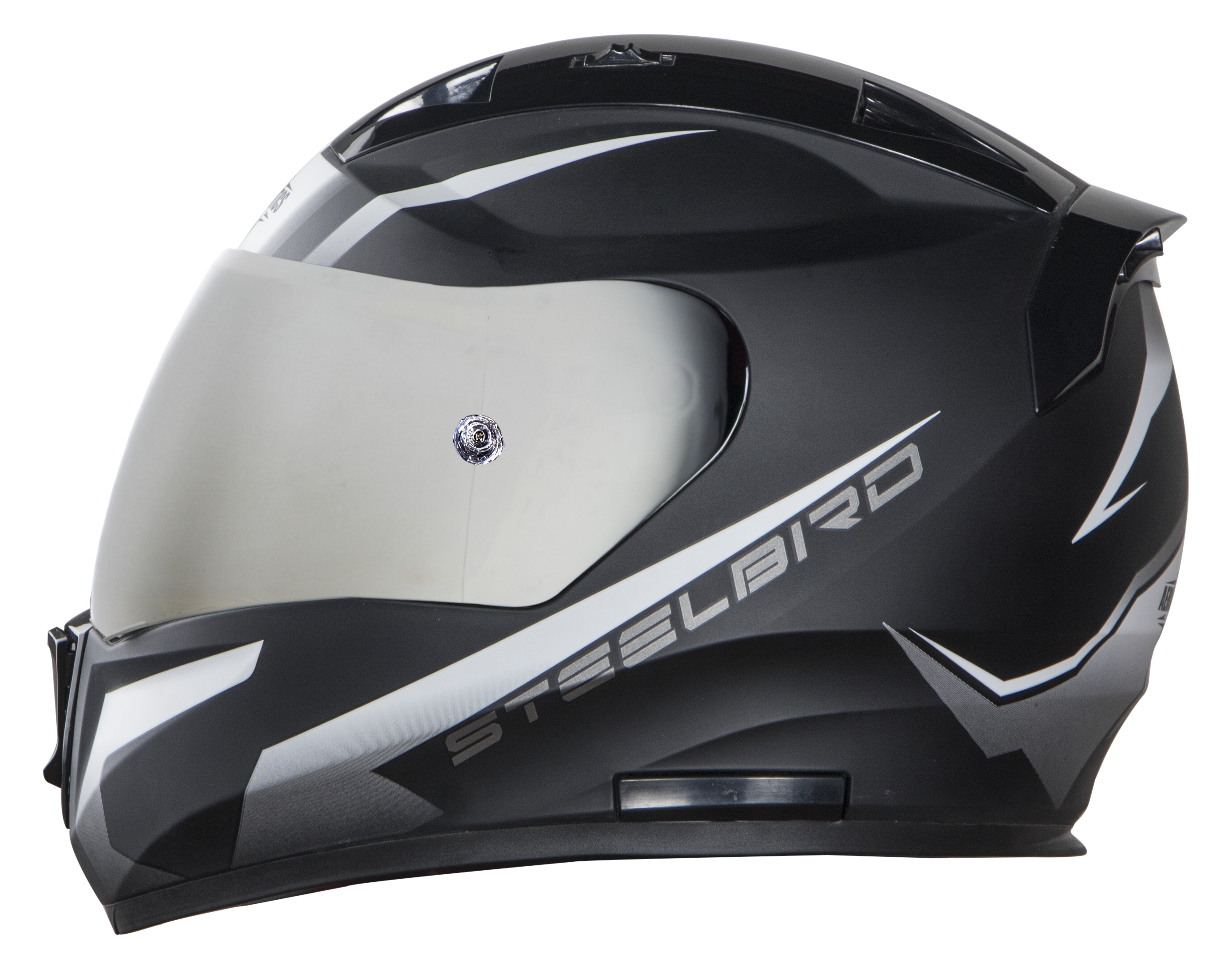 SA-1 WHIF Mat Black/White With (Fitted WIth Clear Visor Extra Anti-Fog Shield Chrome Silver Visor Free)
