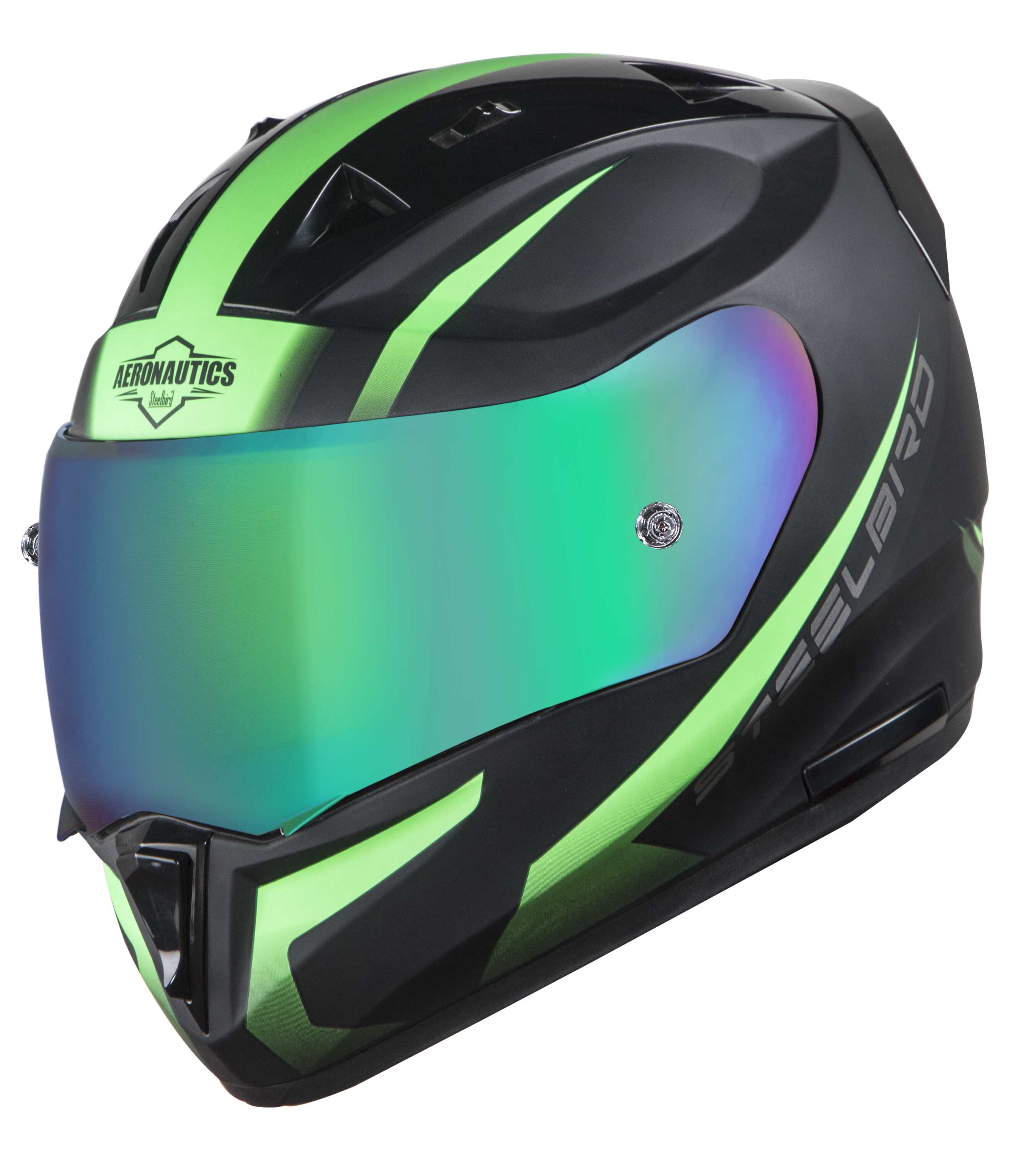 SA-1 WHIF Mat Black/Green With (Fitted With Clear Visor Extra Anti-Fog Shield Chrome Rainbow Visor Free)