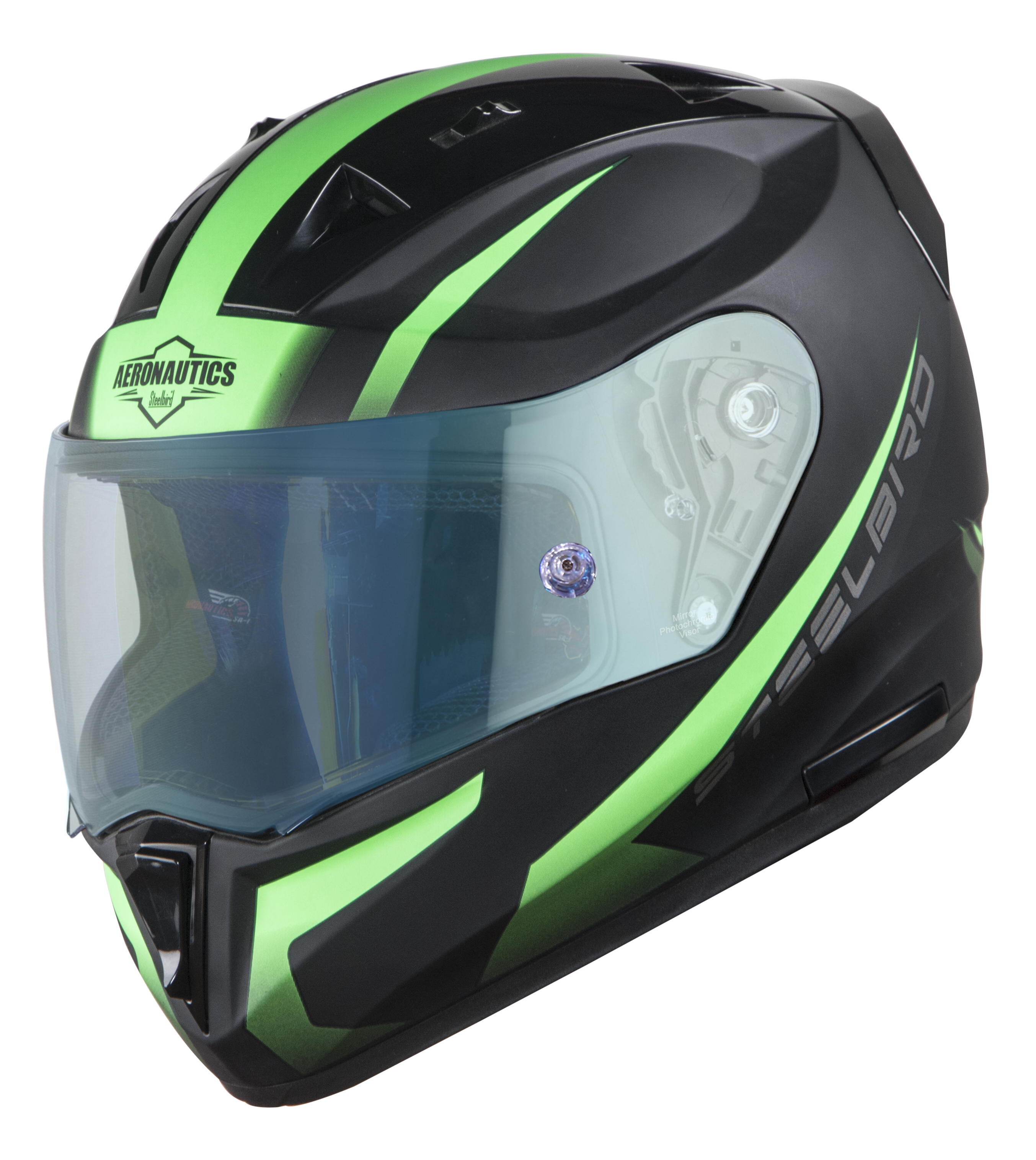 SA-1 WHIF Mat Black/Green (Fitted With Clear Visor Extra Anti-Fog Shield Blue Night Vision Photochromic Visor Free)
