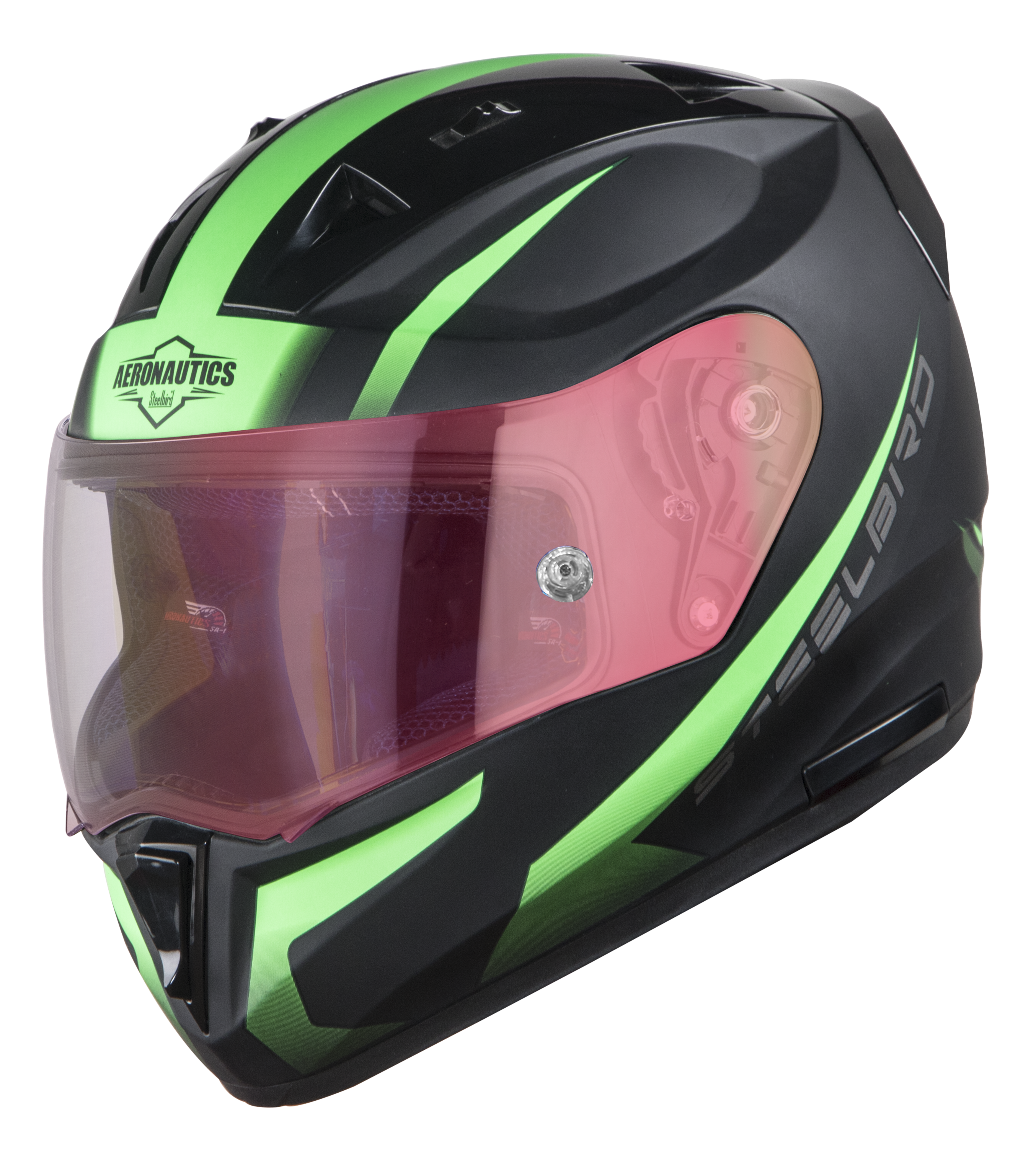 SA-1 WHIF Mat Black/Green (Fitted With Clear Visor Extra Anti-Fog Shield Night Vision Gold Visor Free)