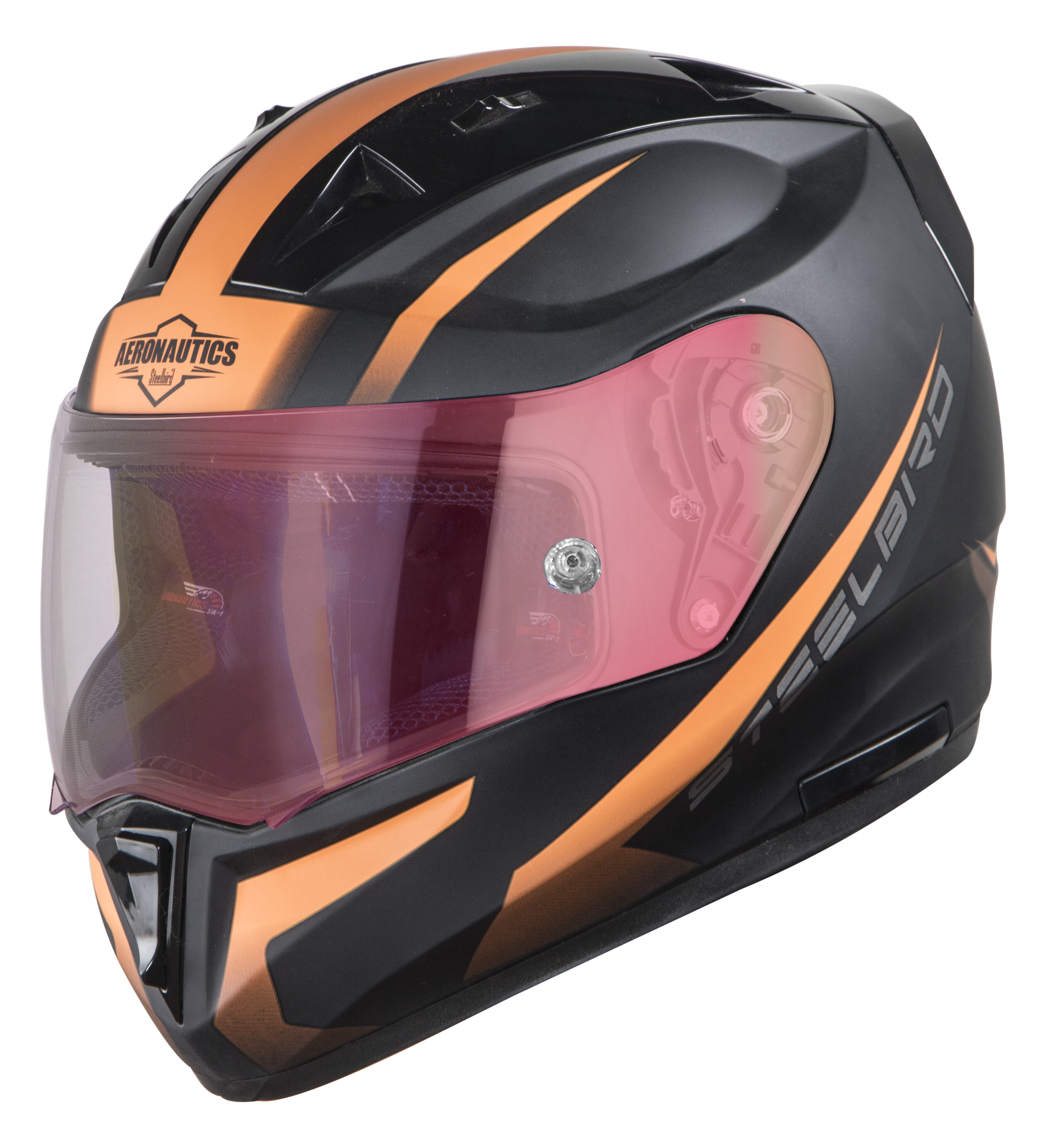 SA-1 WHIF Mat Black/Orange (Fitted With Clear Visor Extra Anti-Fog Shield Night Vision Gold Visor Free)