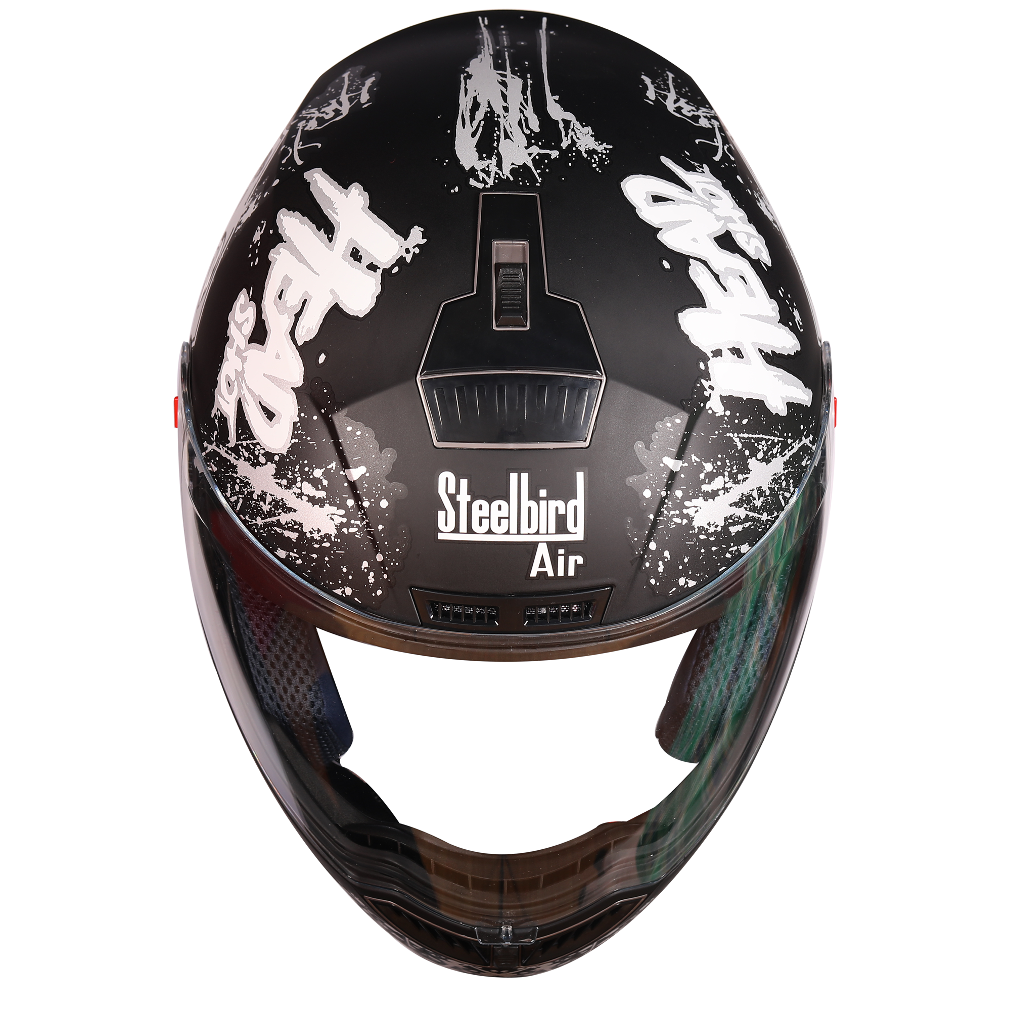 Steelbird SBA-1 Hitman ISI Certified Full Face Graphic Helmet (Matt Black Silver With Clear Visor)