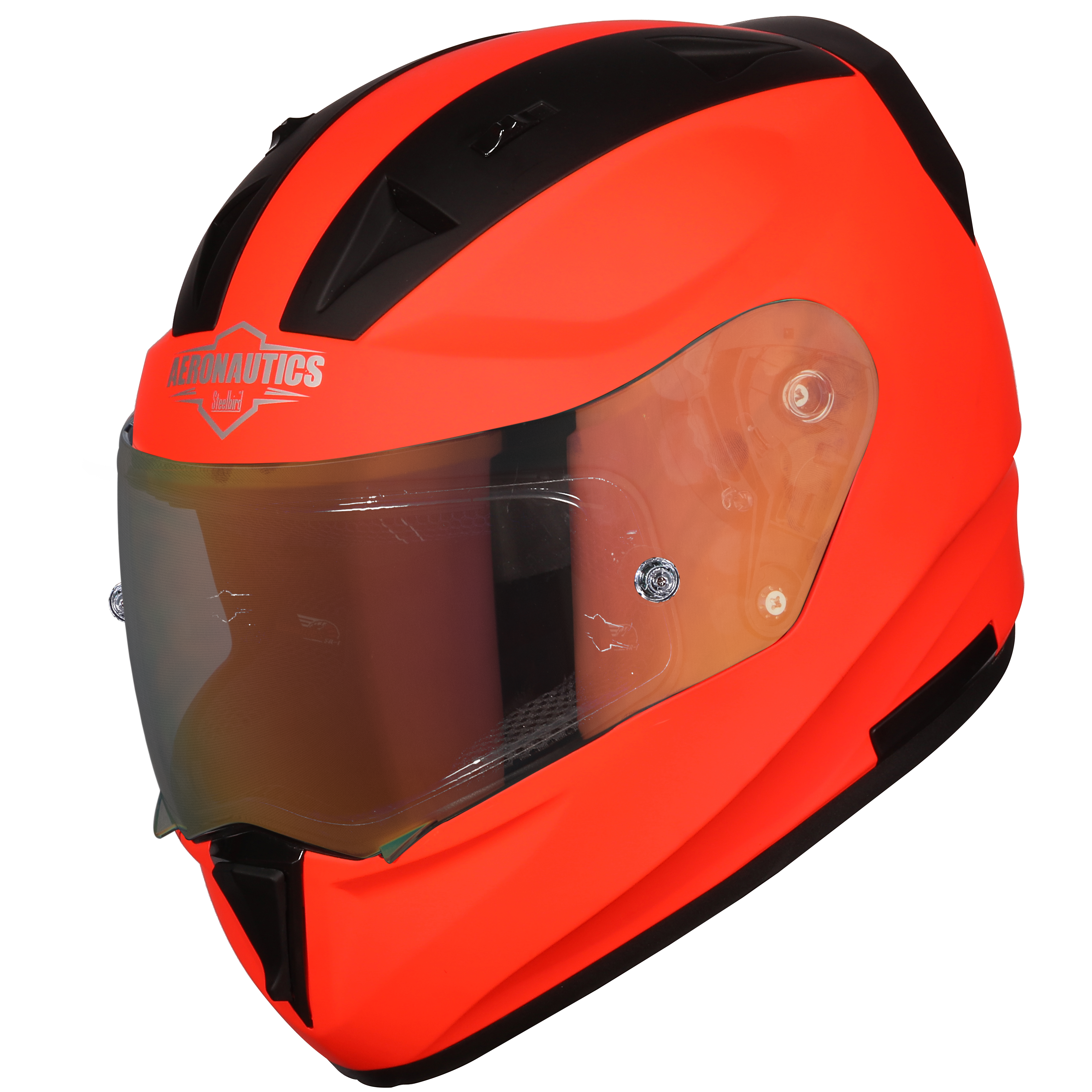 SA-1 FLUO RED WITH ANTI-FOG SHIELD GOLD NIGHT VISION VISOR