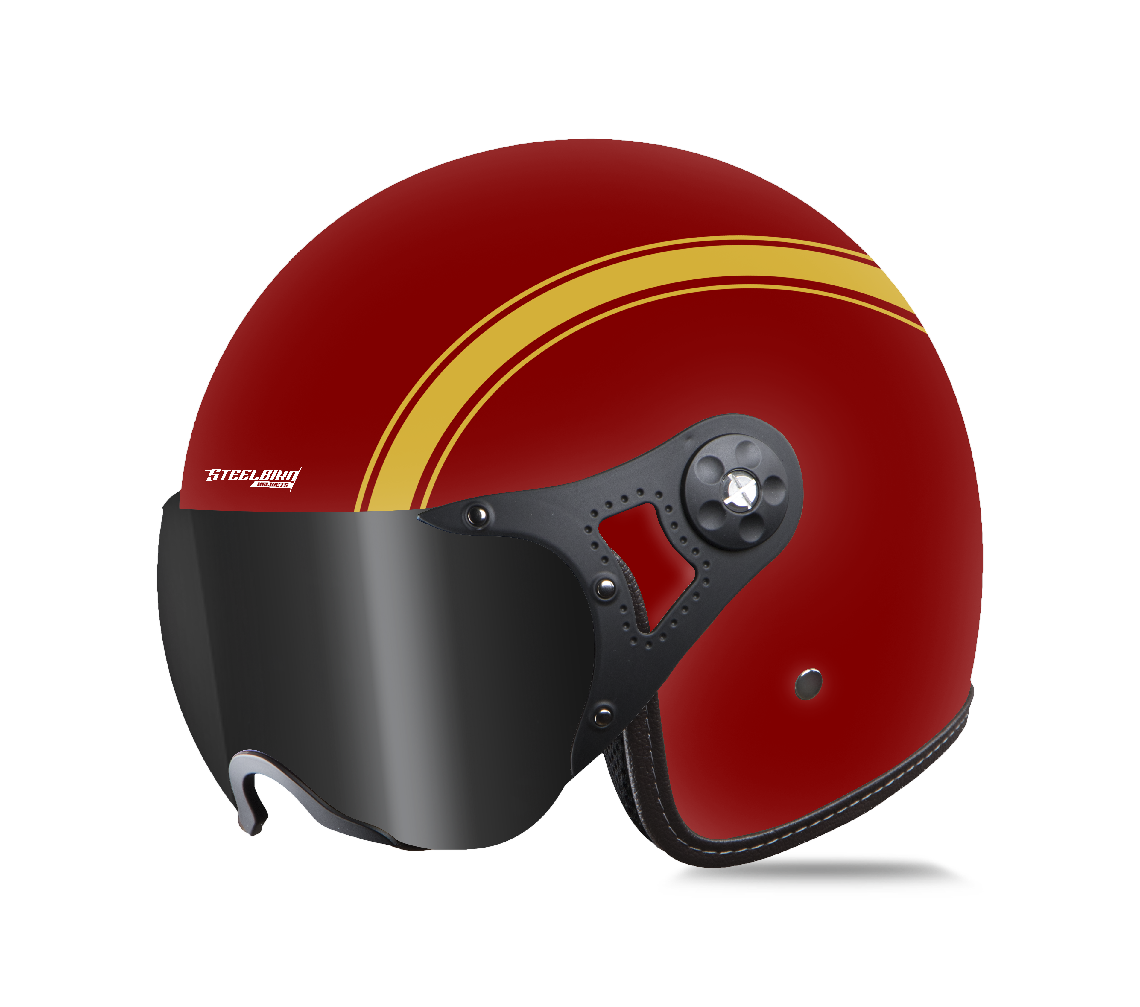 SB-40 DOT STRIPE MAT MAROON WITH GOLD (WITH EXTRA CLEAR VISOR)