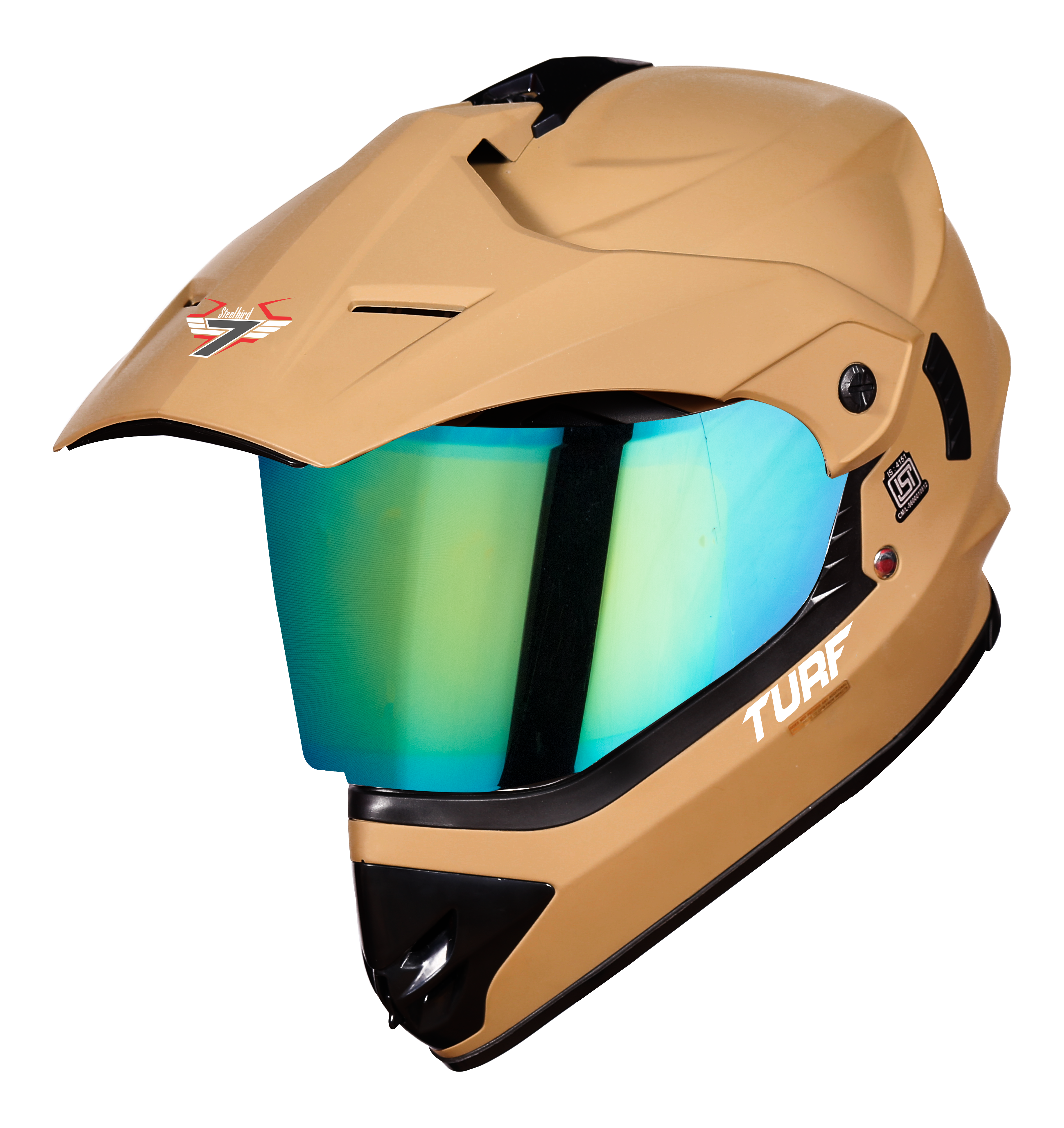 SB-42 Turf Single Visor Mat Desert Storm With Rainbow Chrome Visor (With Extra Clear Visor)