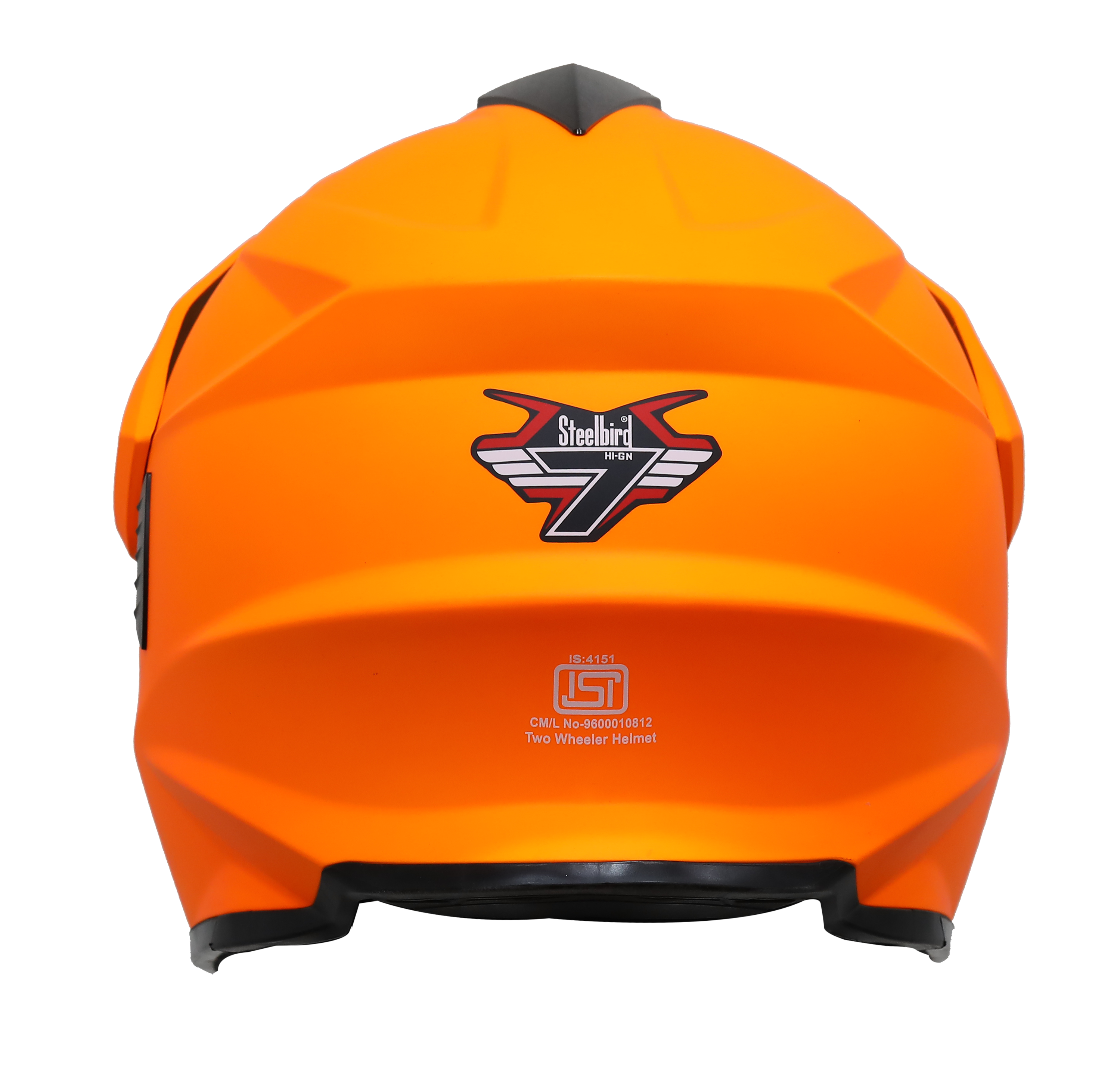 SB-42 Turf Single Visor Glossy Fluo Orange With Blue Night Vision Visor (With Extra Clear Visor)