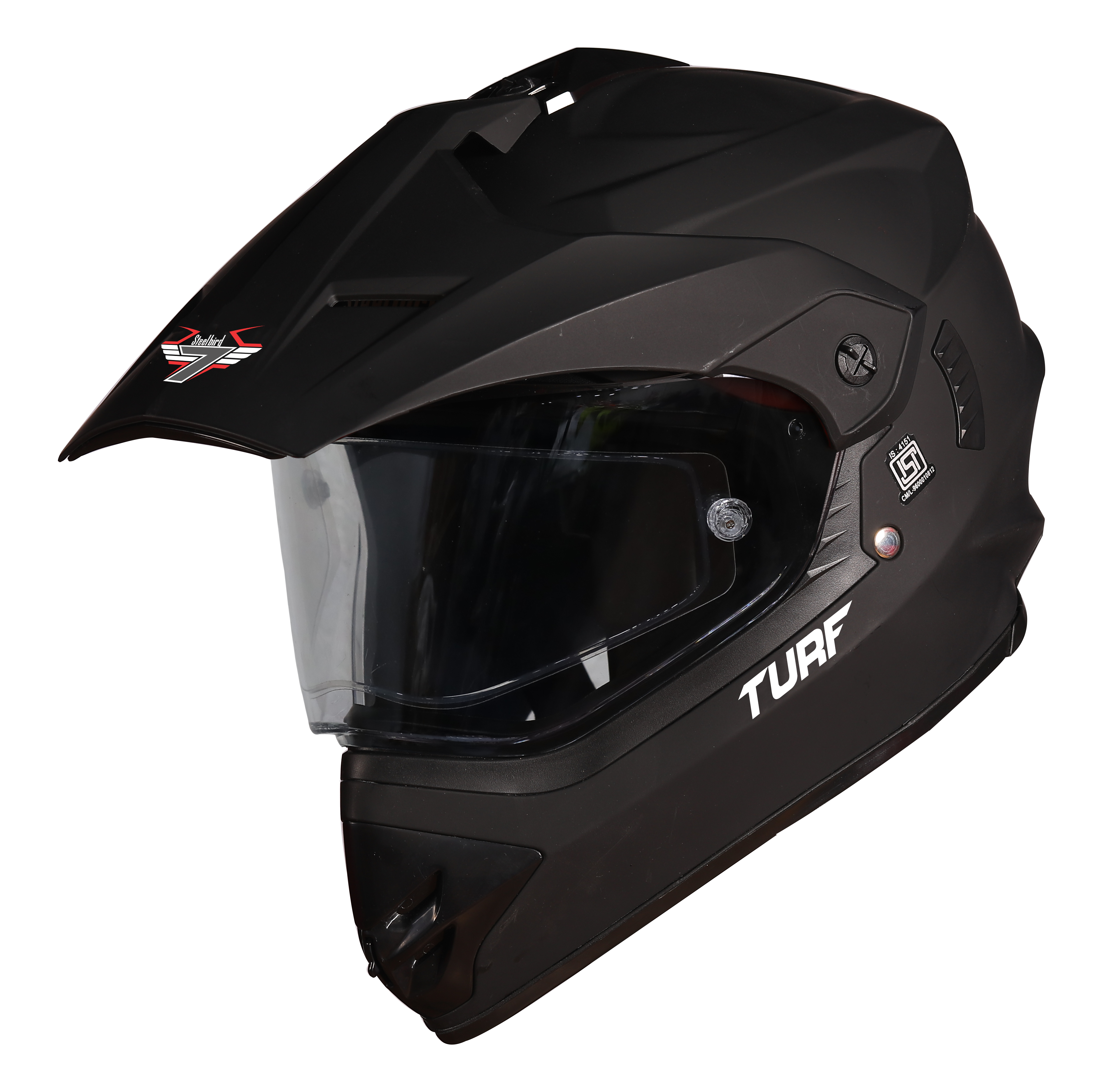 SB-42 Turf Single Visor Mat Black With Anti-Fog Shield Clear Visor