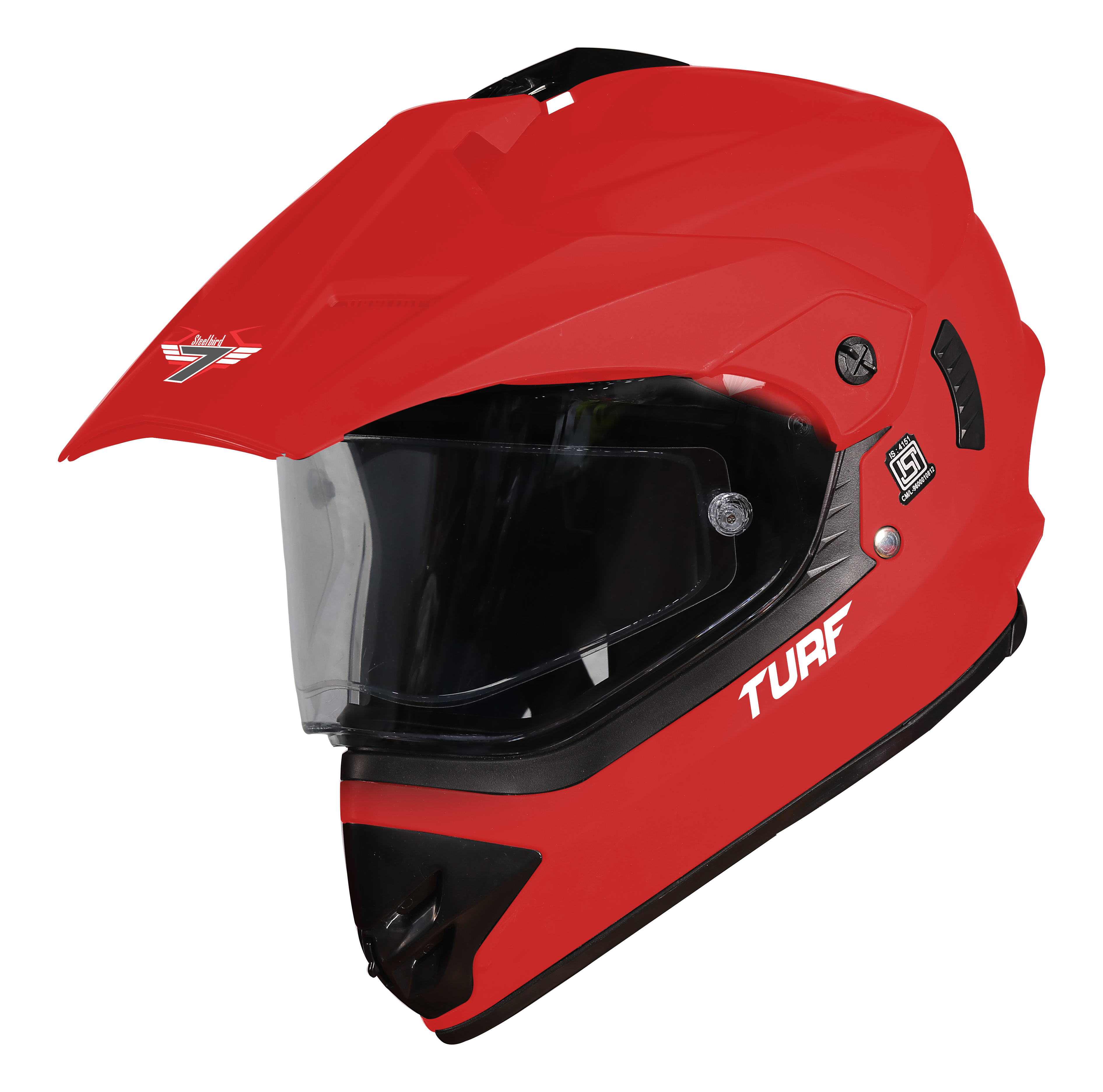 SB-42 Turf Single Visor Mat Sports Red With Anti-Fog Shield Clear Visor