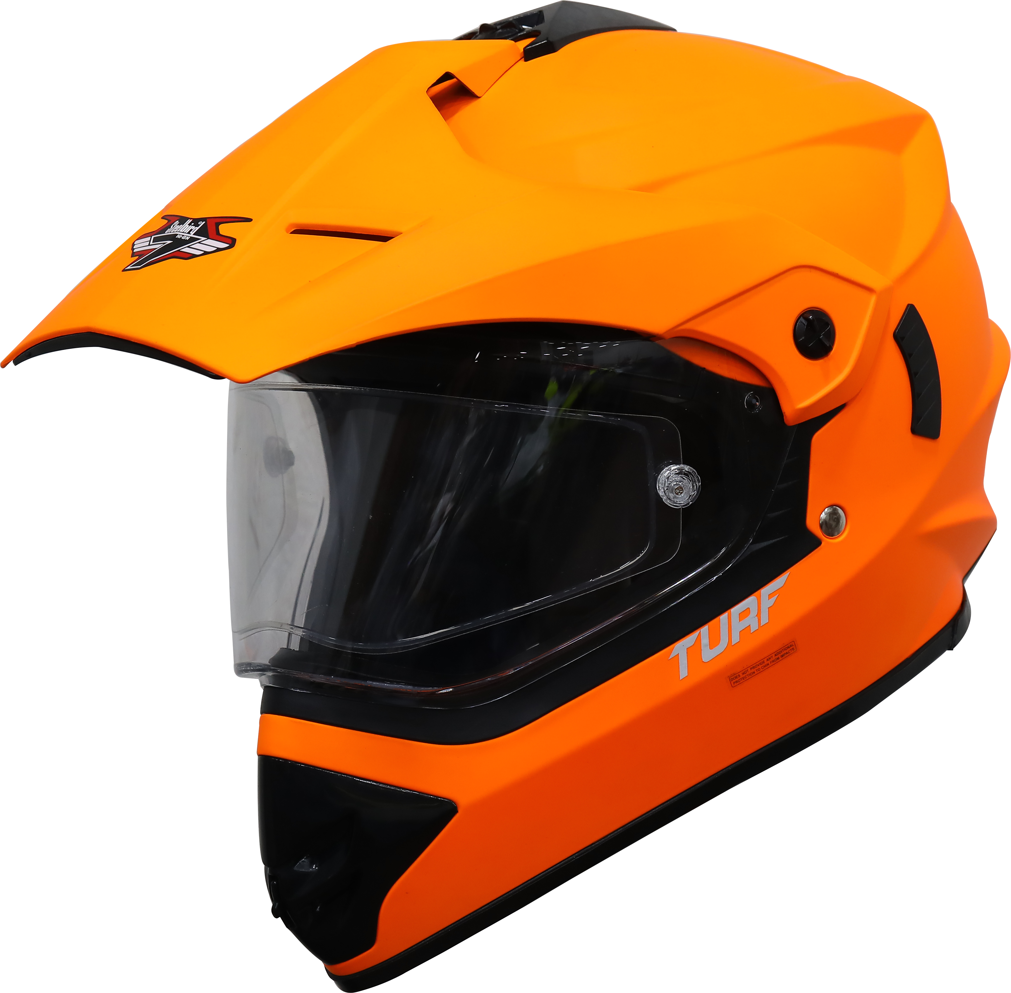 SB-42 Turf Single Visor Glossy Fluo Orange With Anti-Fog Shield Clear Visor