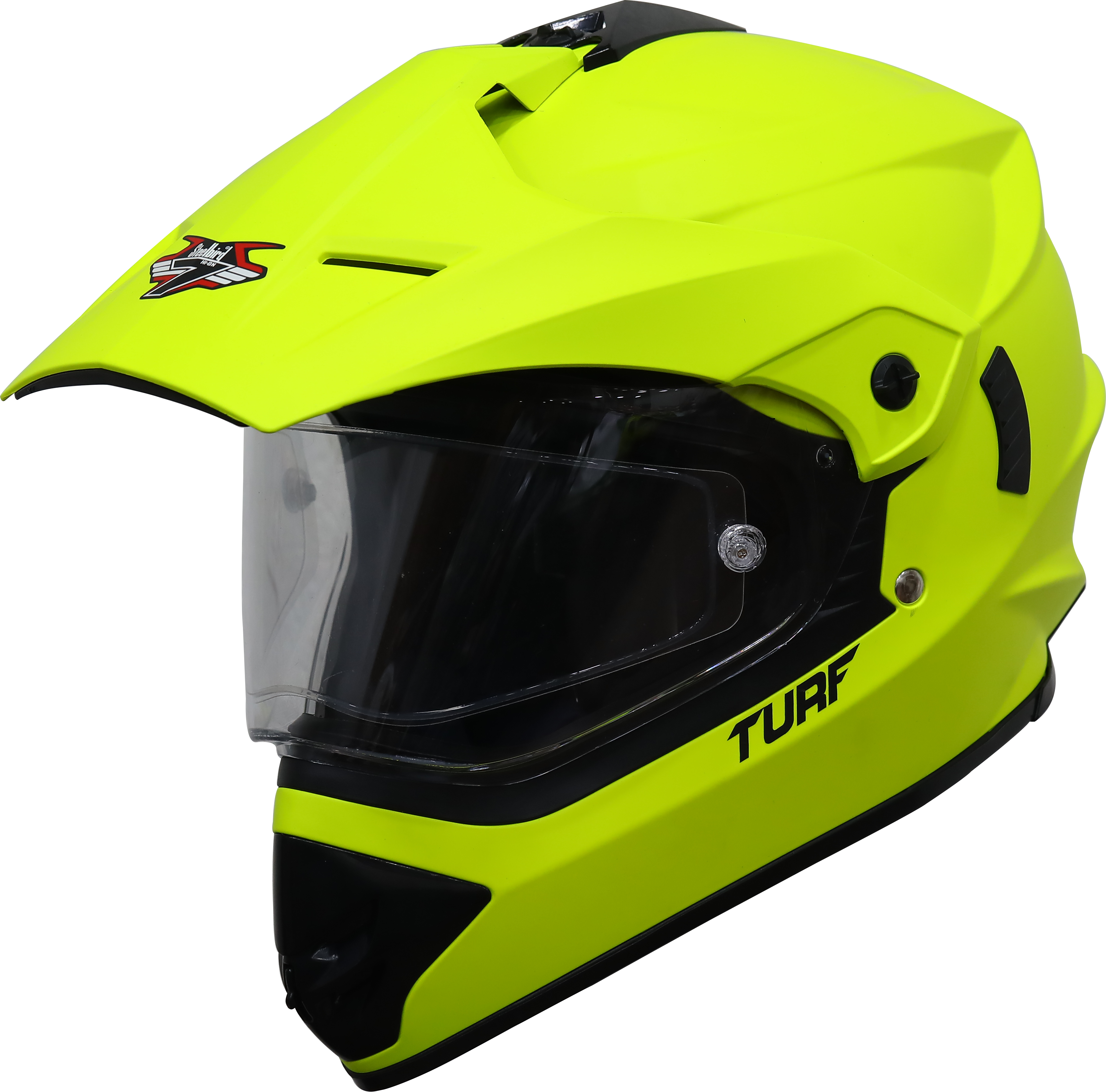 SB-42 Turf Single Visor Glossy Fluo Neon With Anti-Fog Shield Clear Visor