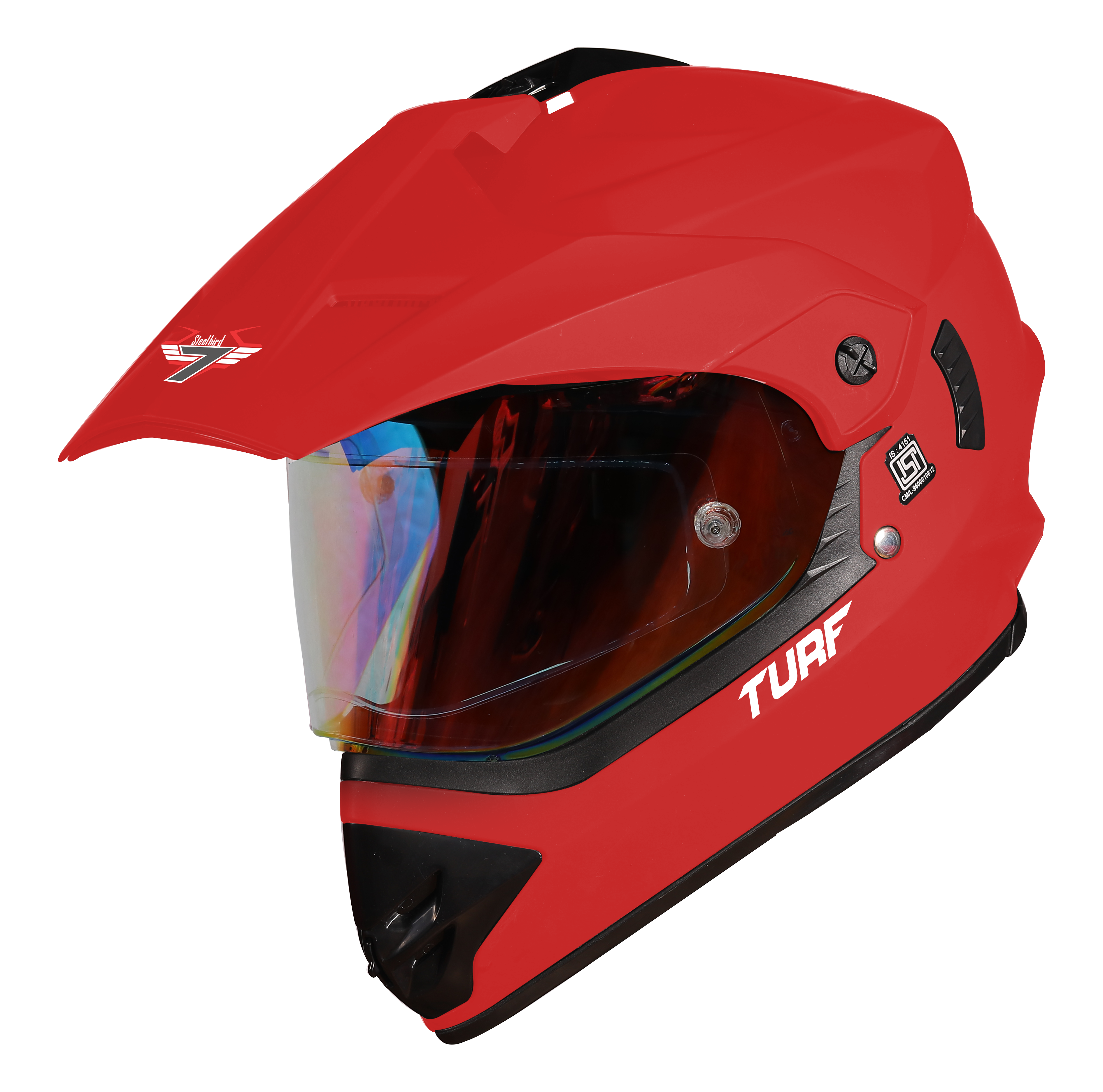 SB-42 Turf Single Visor Mat Sports Red With Anti-Fog Shield Night Vision Gold Visor (With Extra Clear Visor)