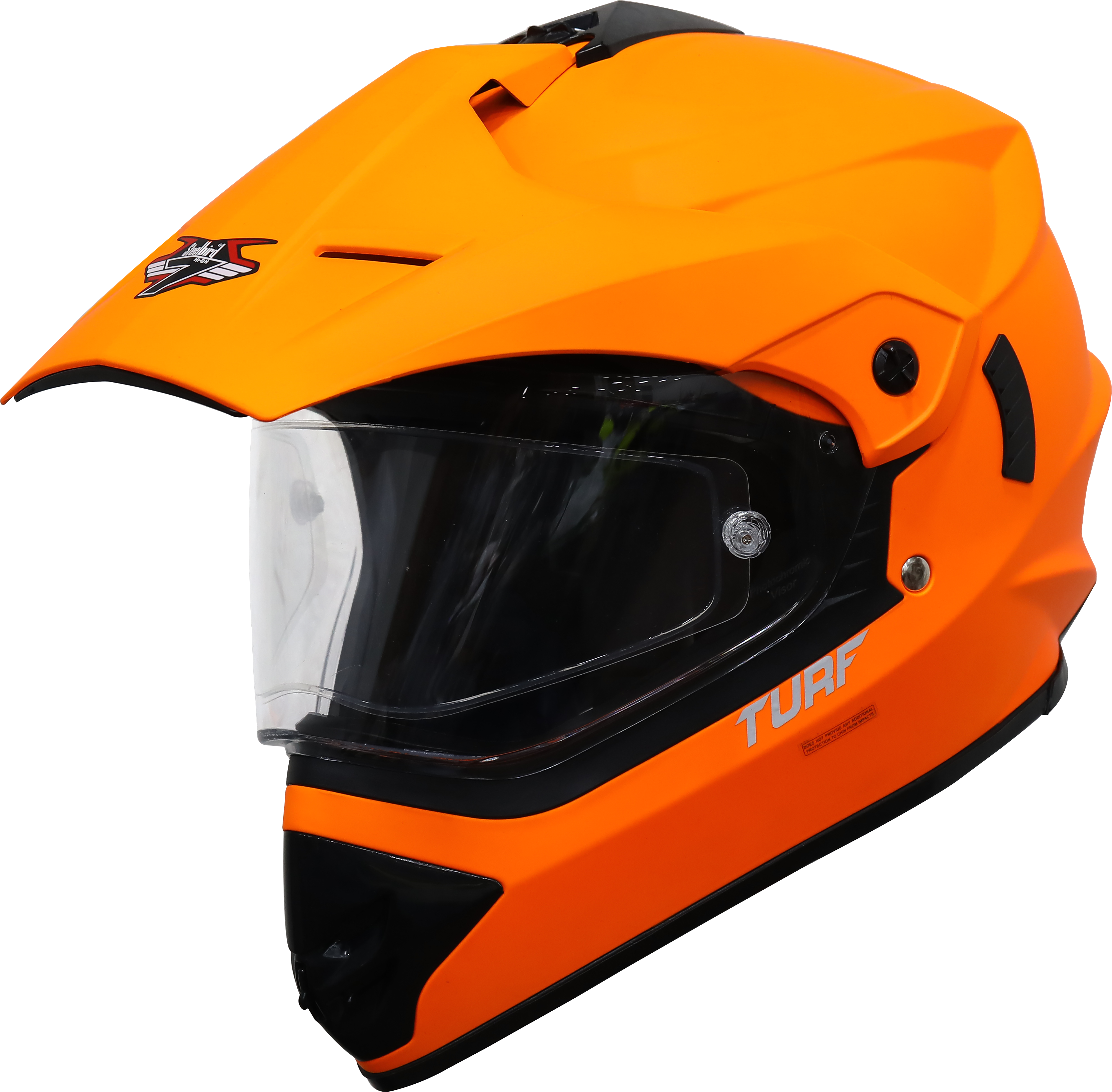 SB-42 Turf Single Visor Glossy Fluo Orange With Anti-Fog Shield Photochromic Visor (With Extra Clear Visor)