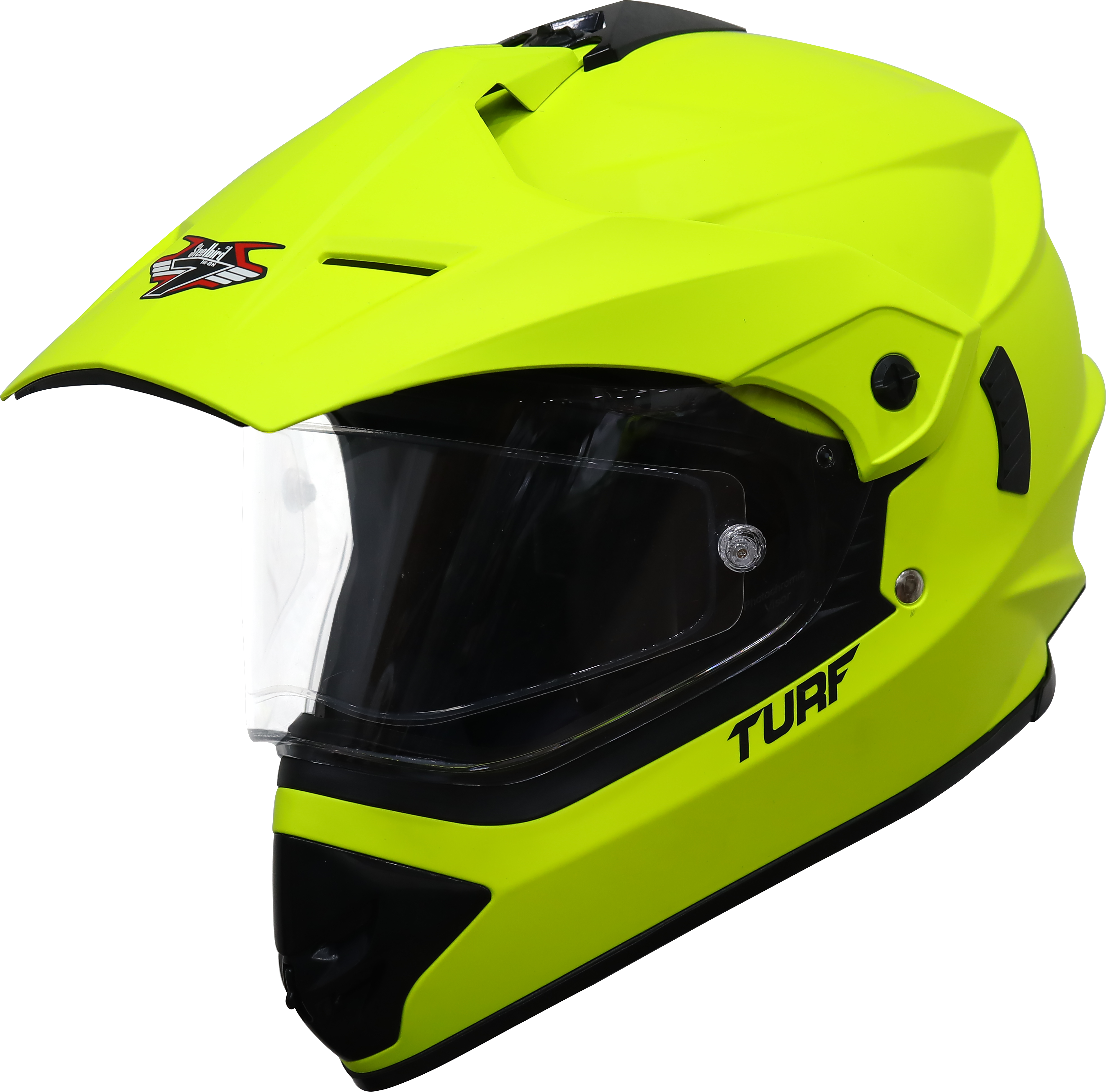 SB-42 Turf Single Visor Glossy Fluo Neon With Anti-Fog Shield Photochromic Visor (With Extra Clear Visor)