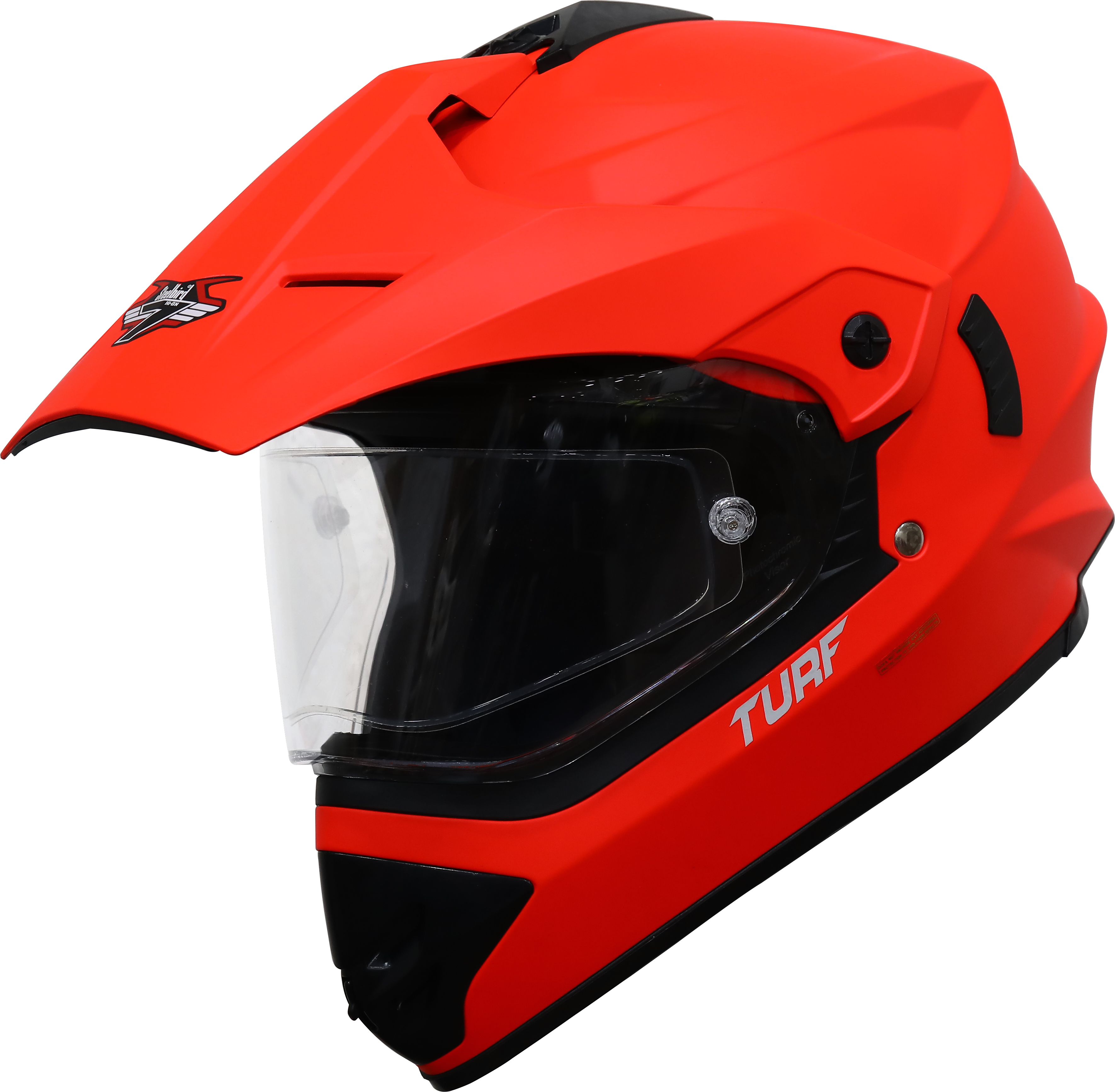 SB-42 Turf Single Visor Glossy Fluo Red With Anti-Fog Shield Photochromic Visor (With Extra Clear Visor)