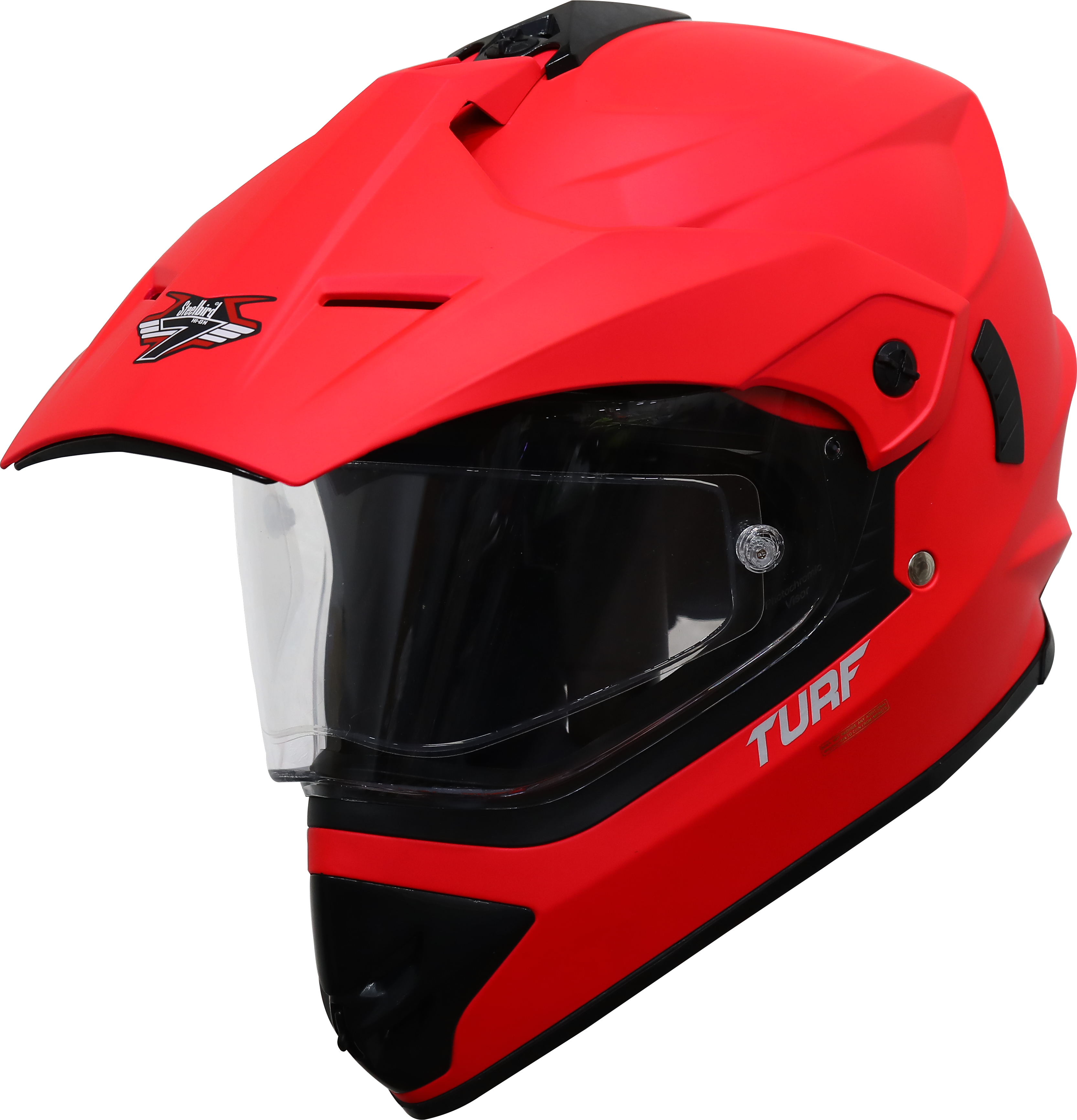 SB-42 Turf Single Visor Glossy Fluo Watermelon With Anti-Fog Shield Photochromic Visor (With Extra Clear Visor)