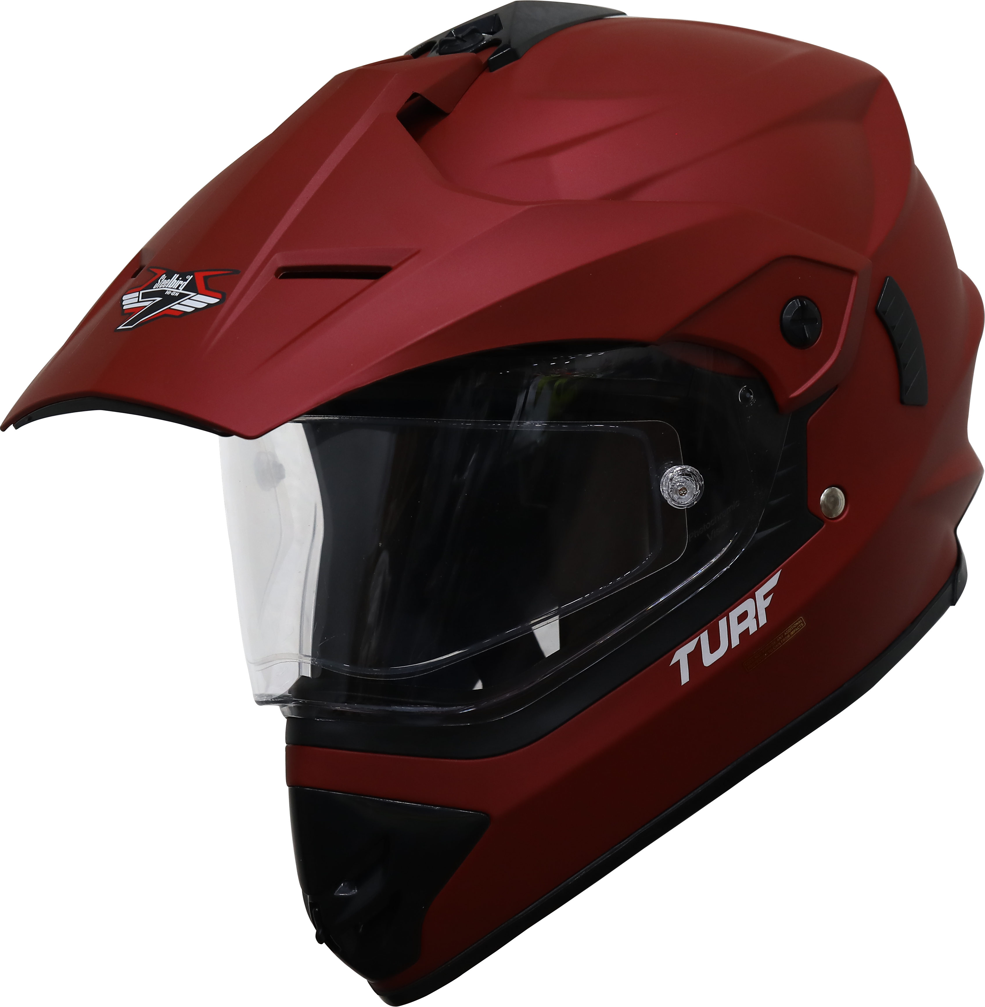 SB-42 Turf Single Visor Mat Maroon With Anti-Fog Shield Photochromic Visor (With Extra Clear Visor)