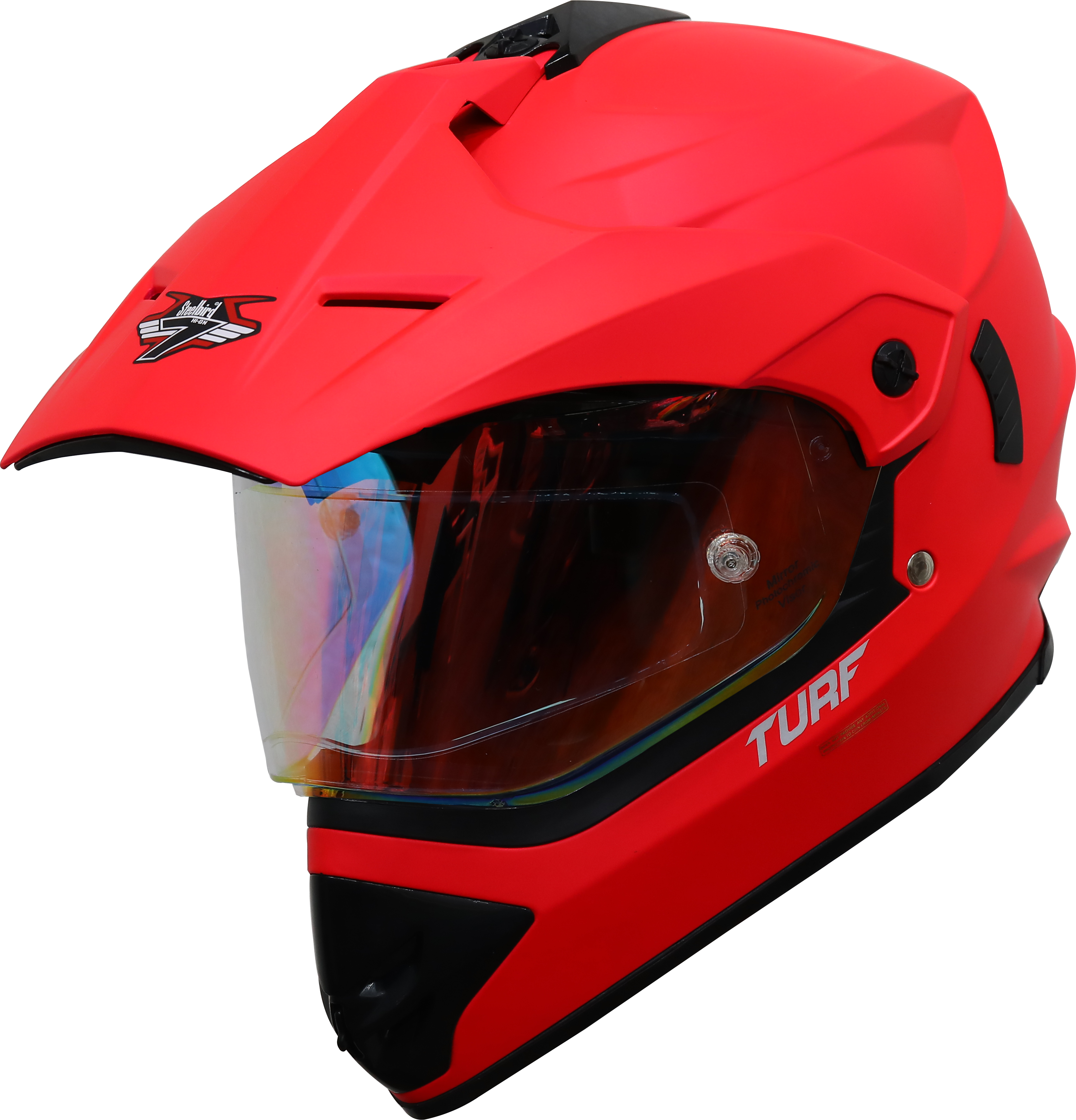 SB-42 Turf Single Visor Glossy Fluo Watermelon With Anti-Fog Shield Night Vision Gold Photochromic Visor (With Extra Clear Visor)