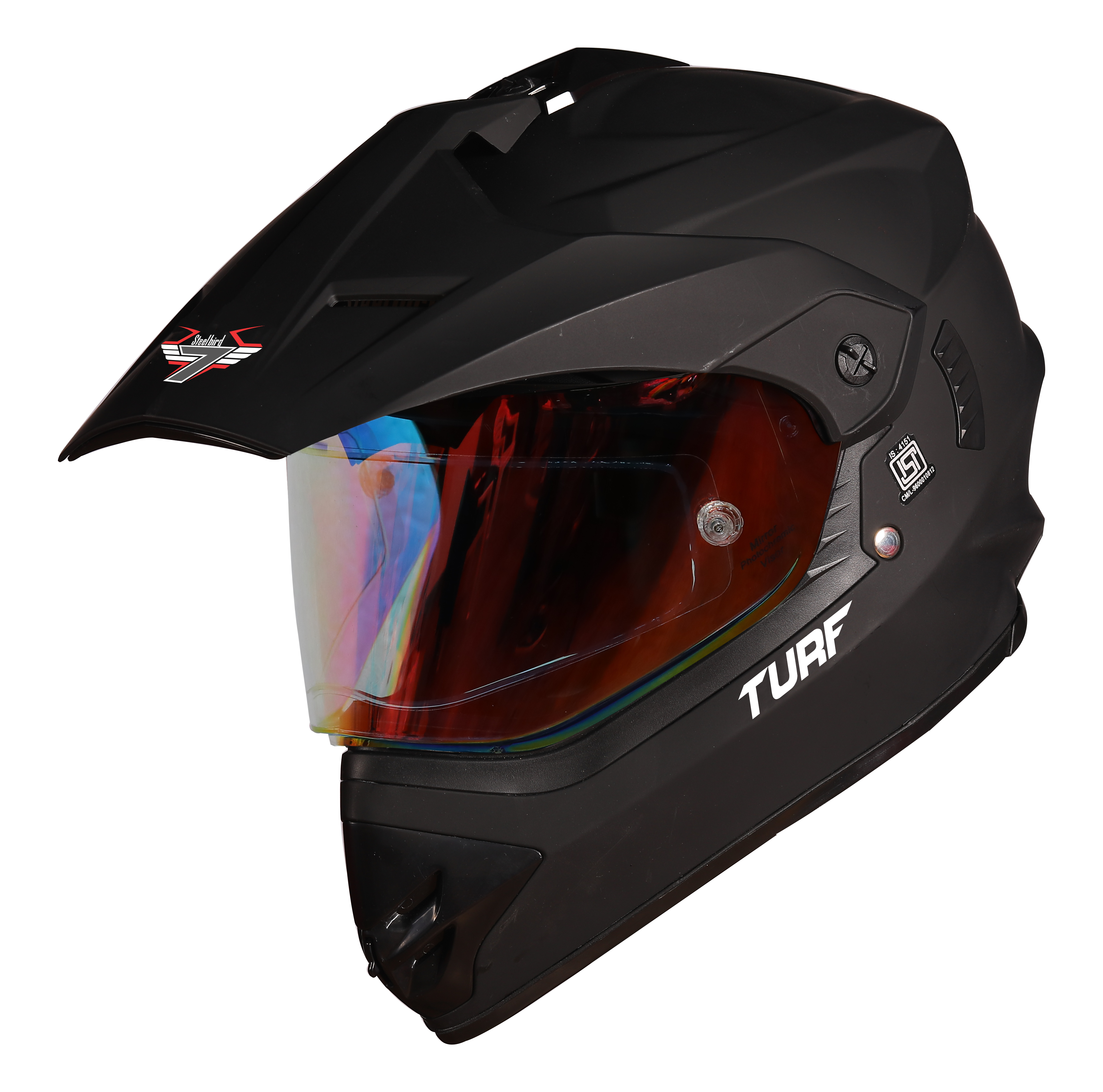 SB-42 Turf Single Visor Mat Black With Anti-Fog Shield Night Vision Gold Photochromic Visor (With Extra Clear Visor)