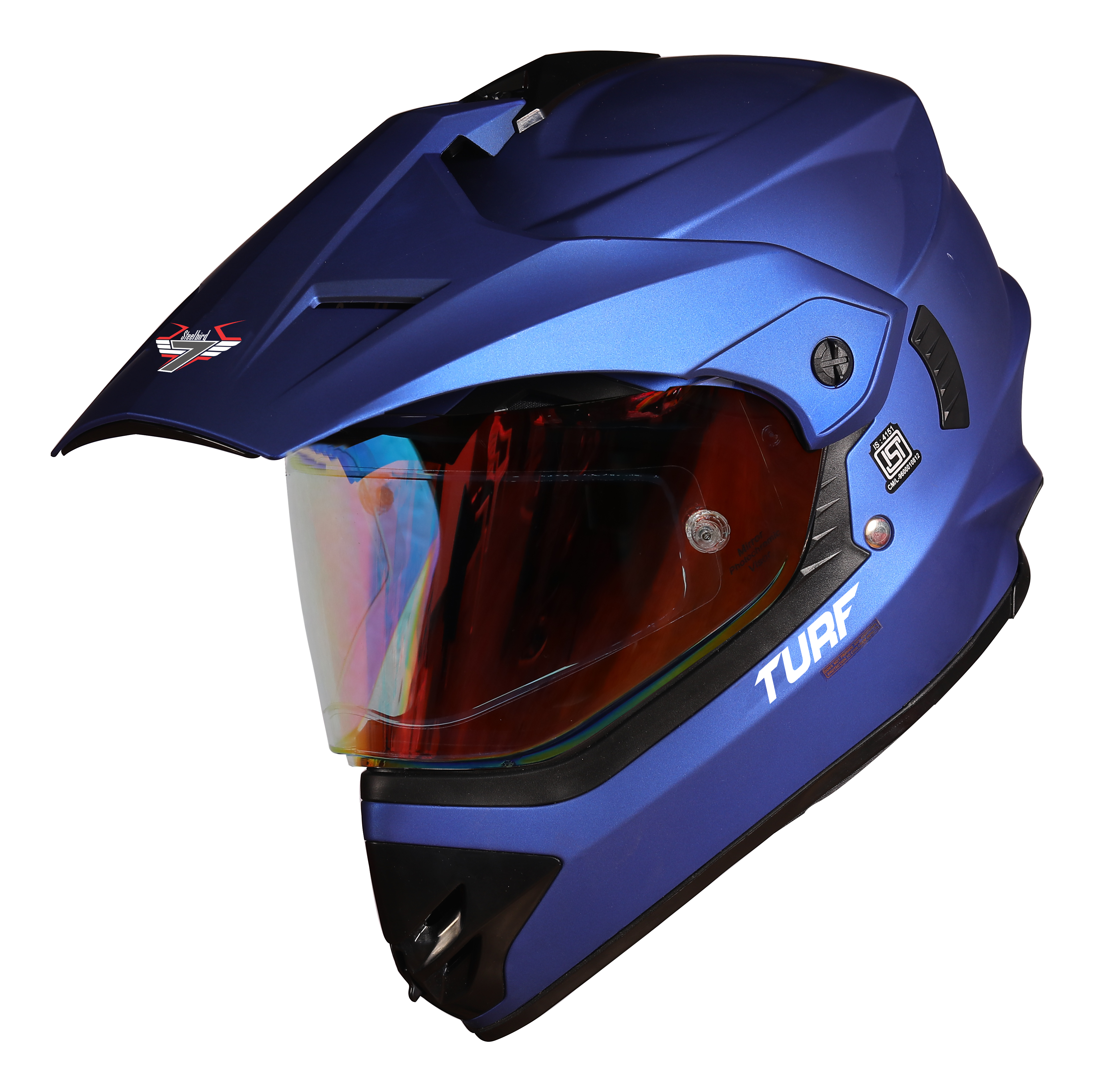 SB-42 Turf Single Visor Mat Y.Blue With Anti-Fog Shield Night Vision Gold Photochromic Visor (With Extra Clear Visor)