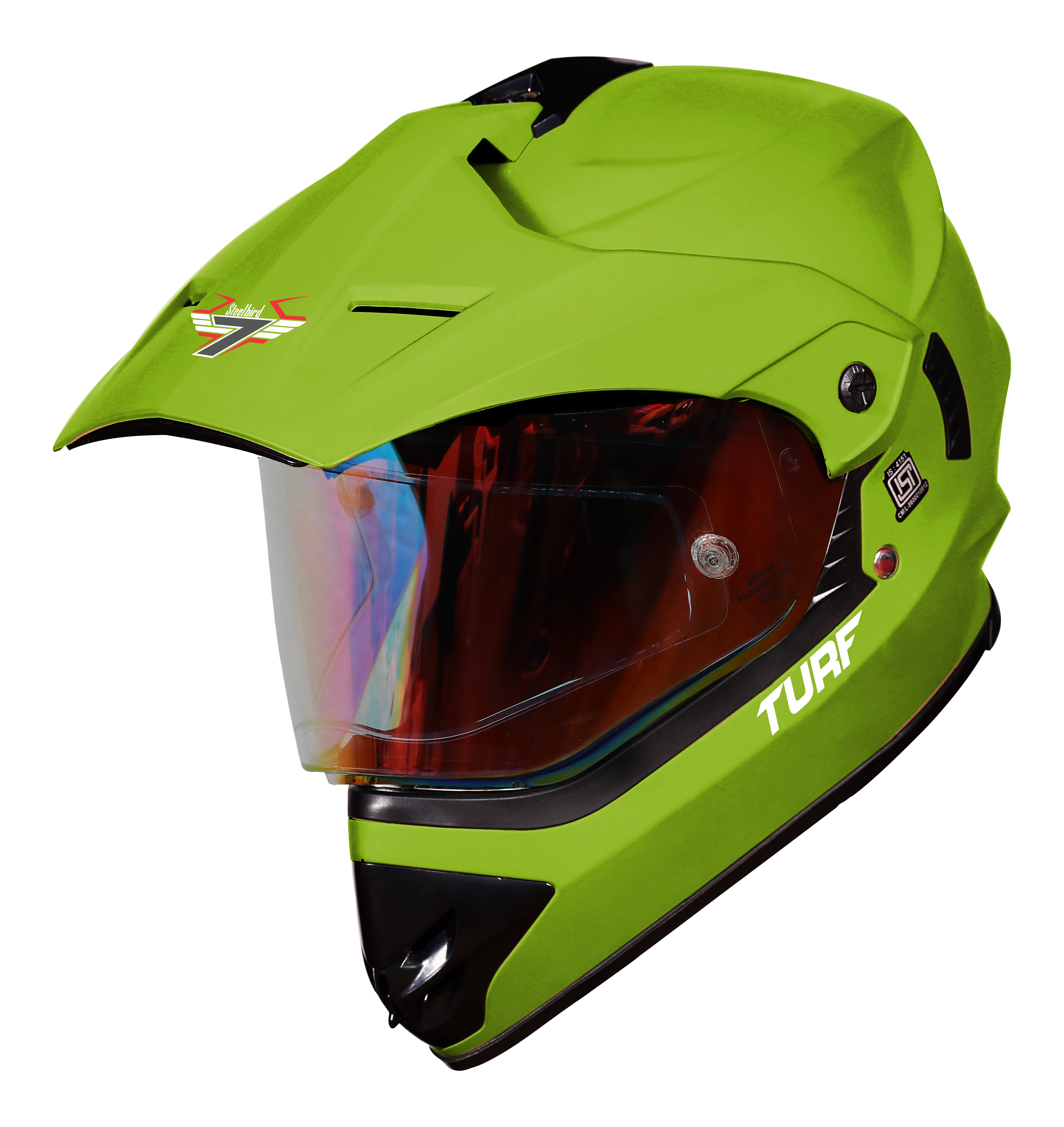 SB-42 Turf Single Visor Mat Y.Green With Anti-Fog Shield Night Vision Gold Photochromic Visor (With Extra Clear Visor)