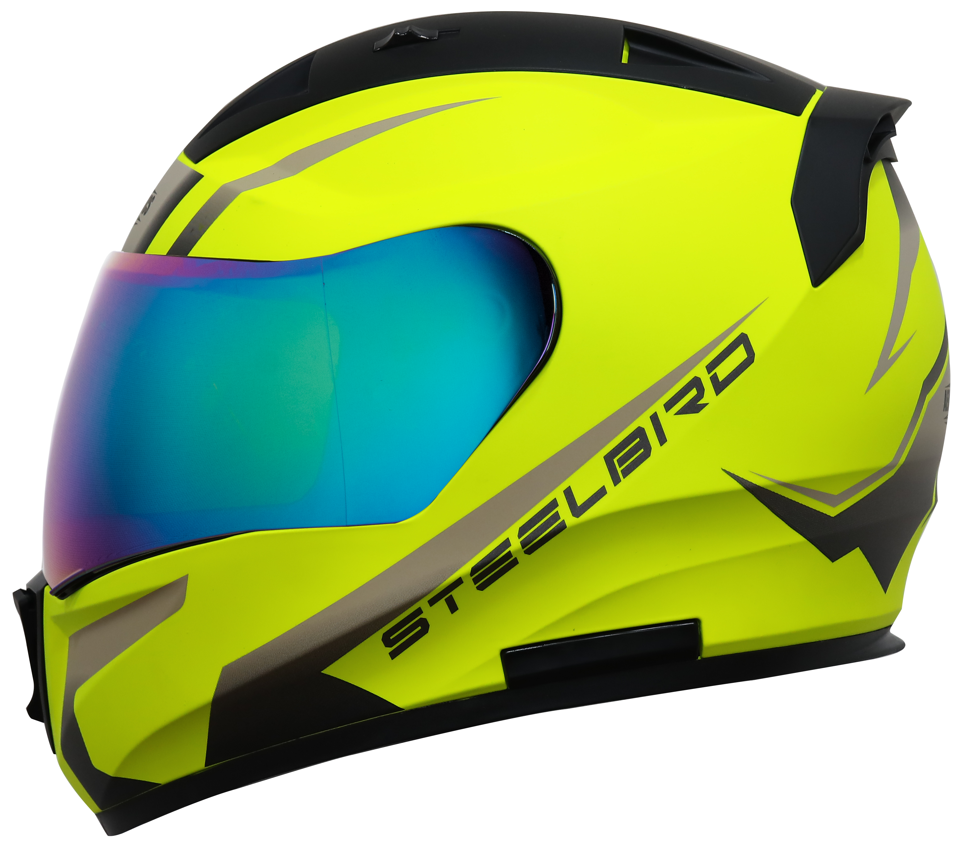 SA-1 WHIF GLOSSY FLUO NEON WITH DESERT STORM CHROME RAINBOW VISOR (WITH EXTRA FREE CLEAR VISOR)