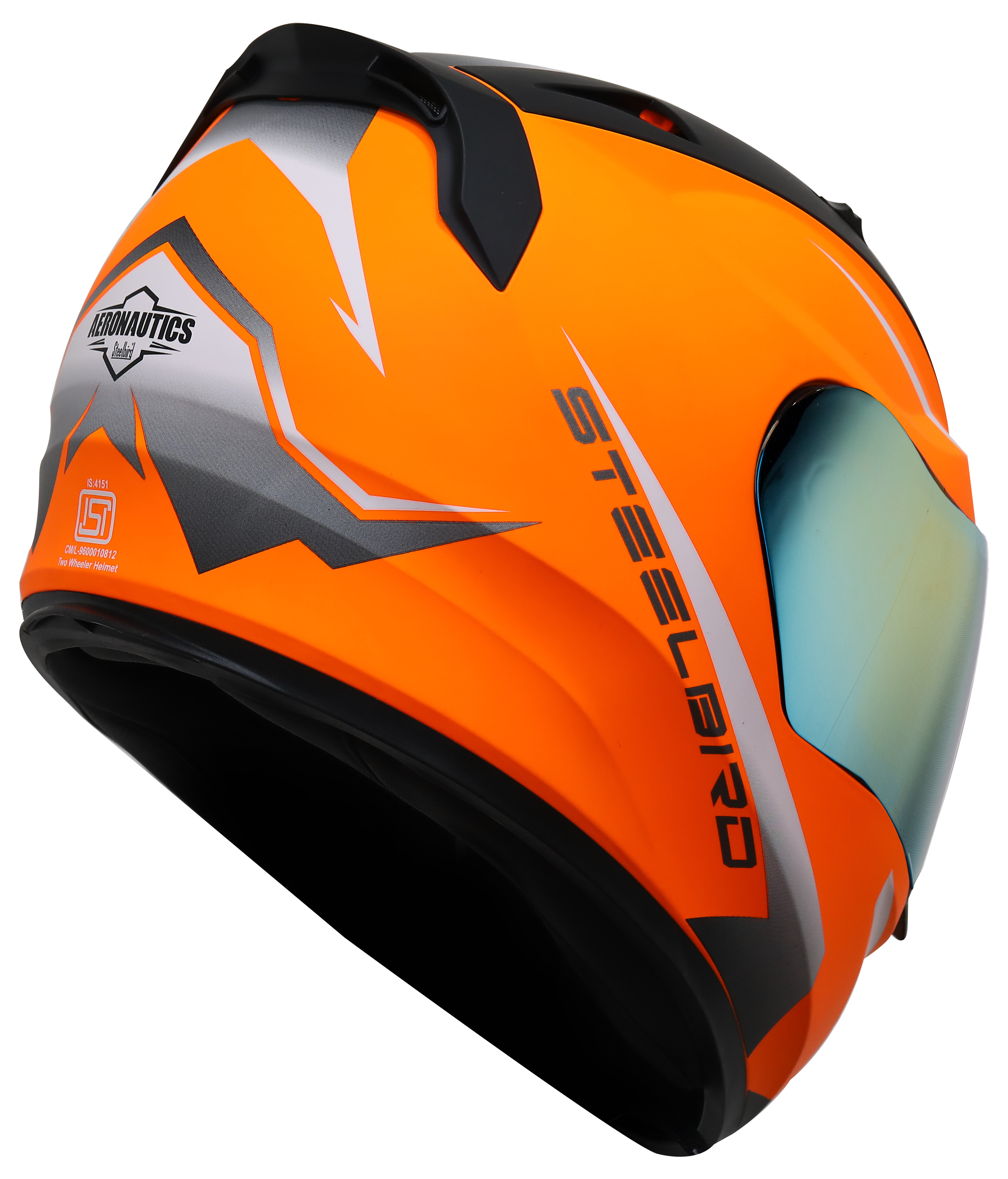 SA-1 WHIF GLOSSY FLUO ORANGE WITH WHITE CHROME GOLD VISOR (WITH EXTRA FREE CLEAR VISOR)