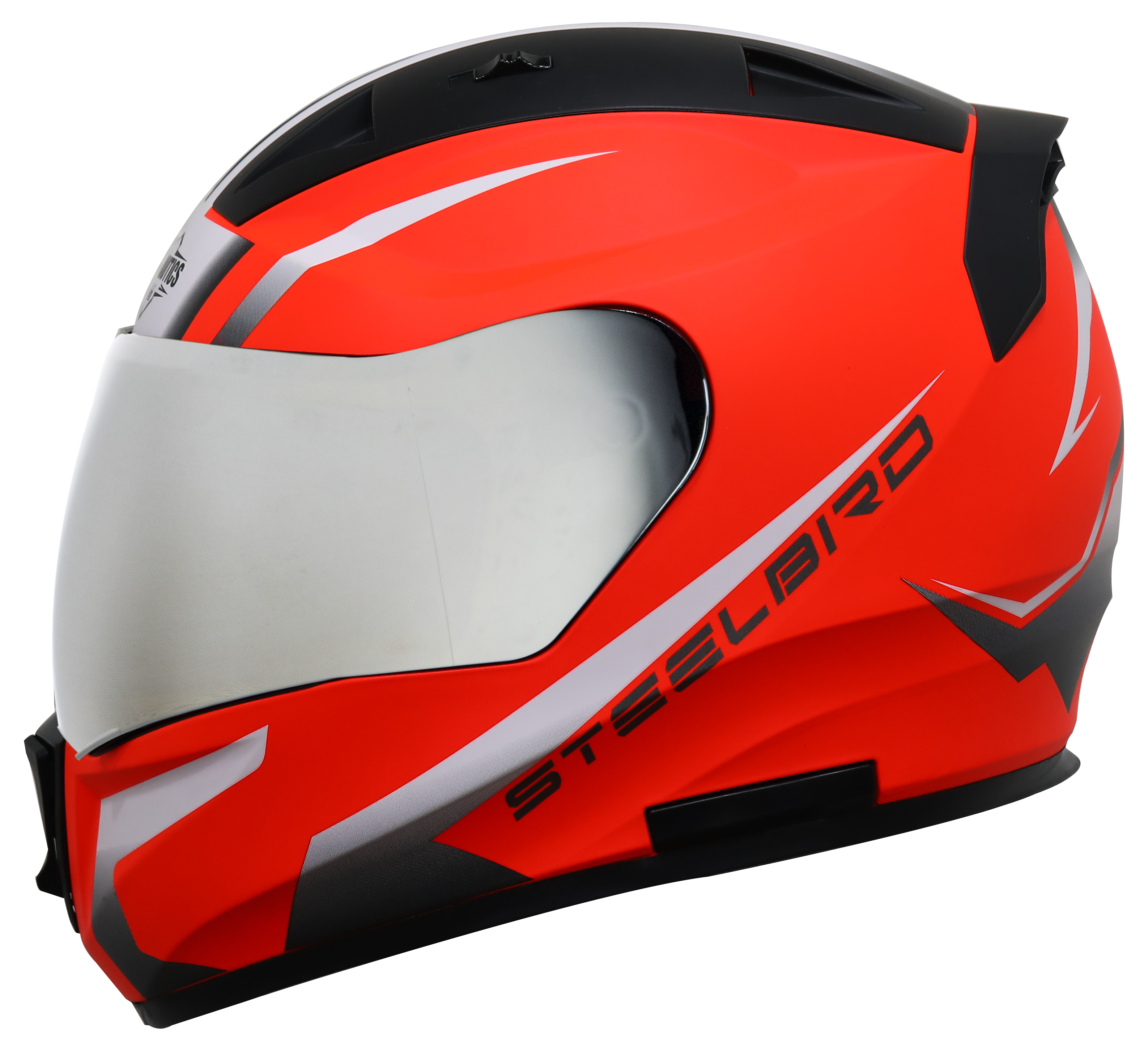 SA-1 WHIF GLOSSY FLUO RED WITH WHITE CHROME SILVER VISOR (WITH EXTRA FREE CLEAR VISOR)