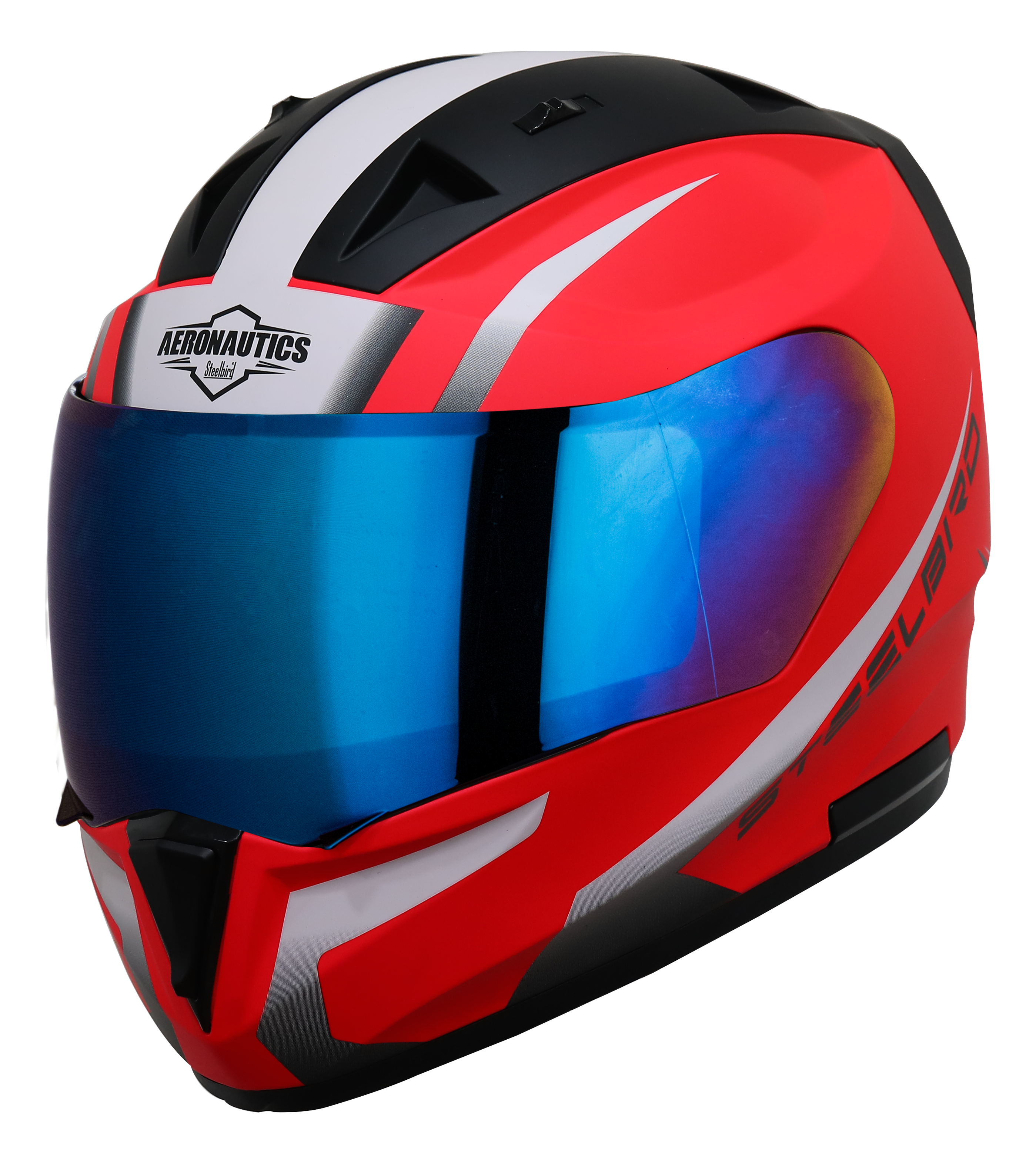 SA-1 WHIF GLOSSY FLUO WATERMELON WITH WHITE  CHROME BLUE VISOR (WITH EXTRA FREE CLEAR VISOR)