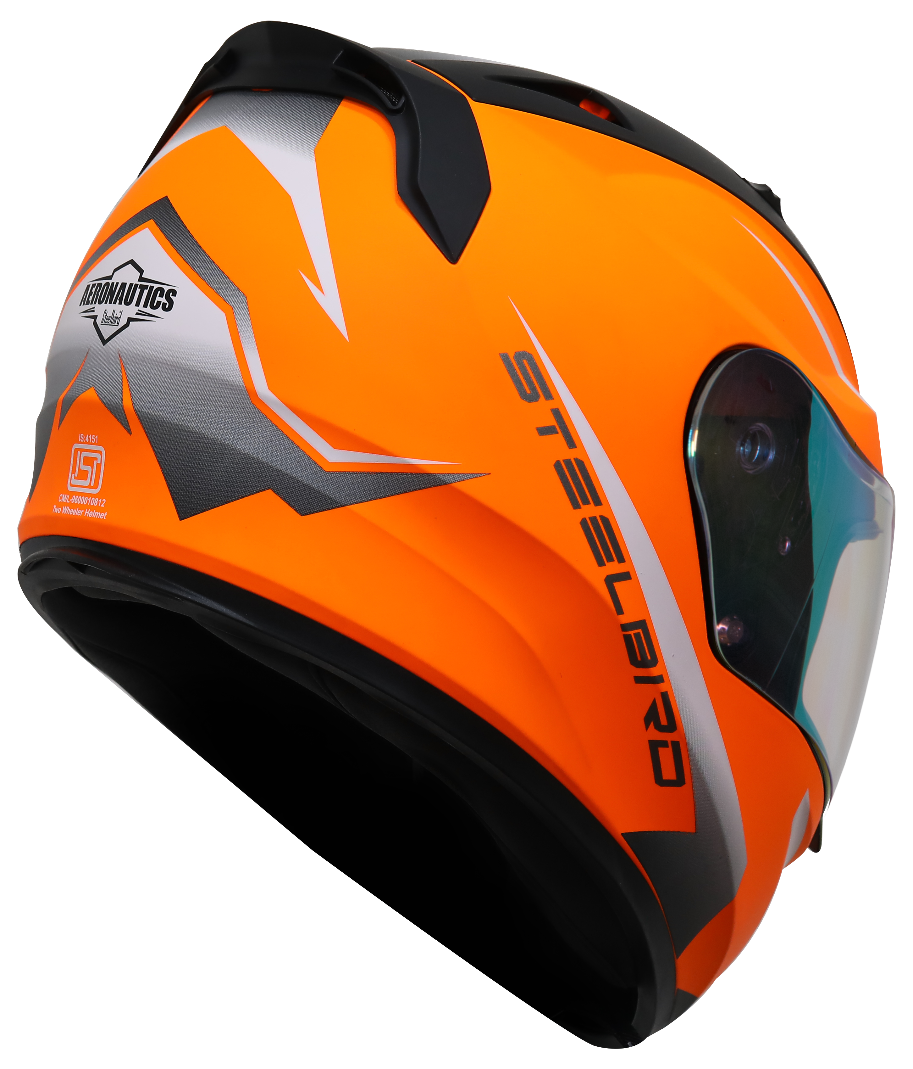 SA-1 WHIF GLOSSY FLUO ORANGE WITH WHITE NIGHT VISION GOLD VISOR (WITH EXTRA FREE CLEAR VISOR)