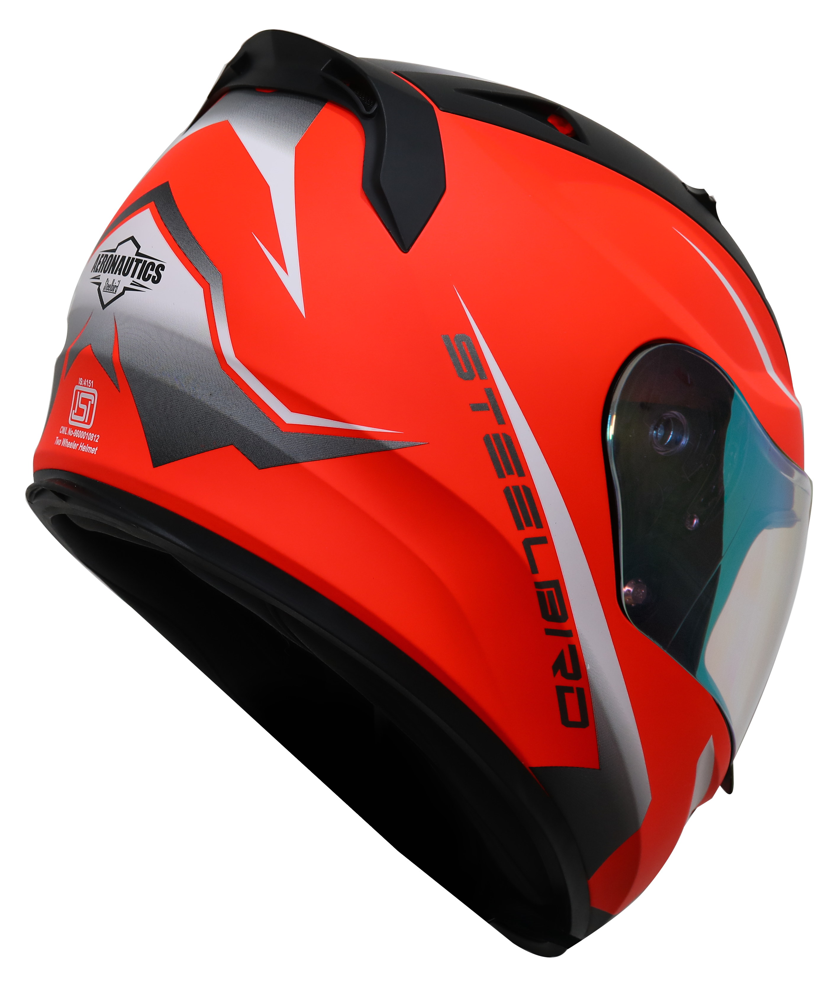 SA-1 WHIF GLOSSY FLUO RED WITH WHITE NIGHT VISION GOLD VISOR (WITH EXTRA FREE CLEAR VISOR)