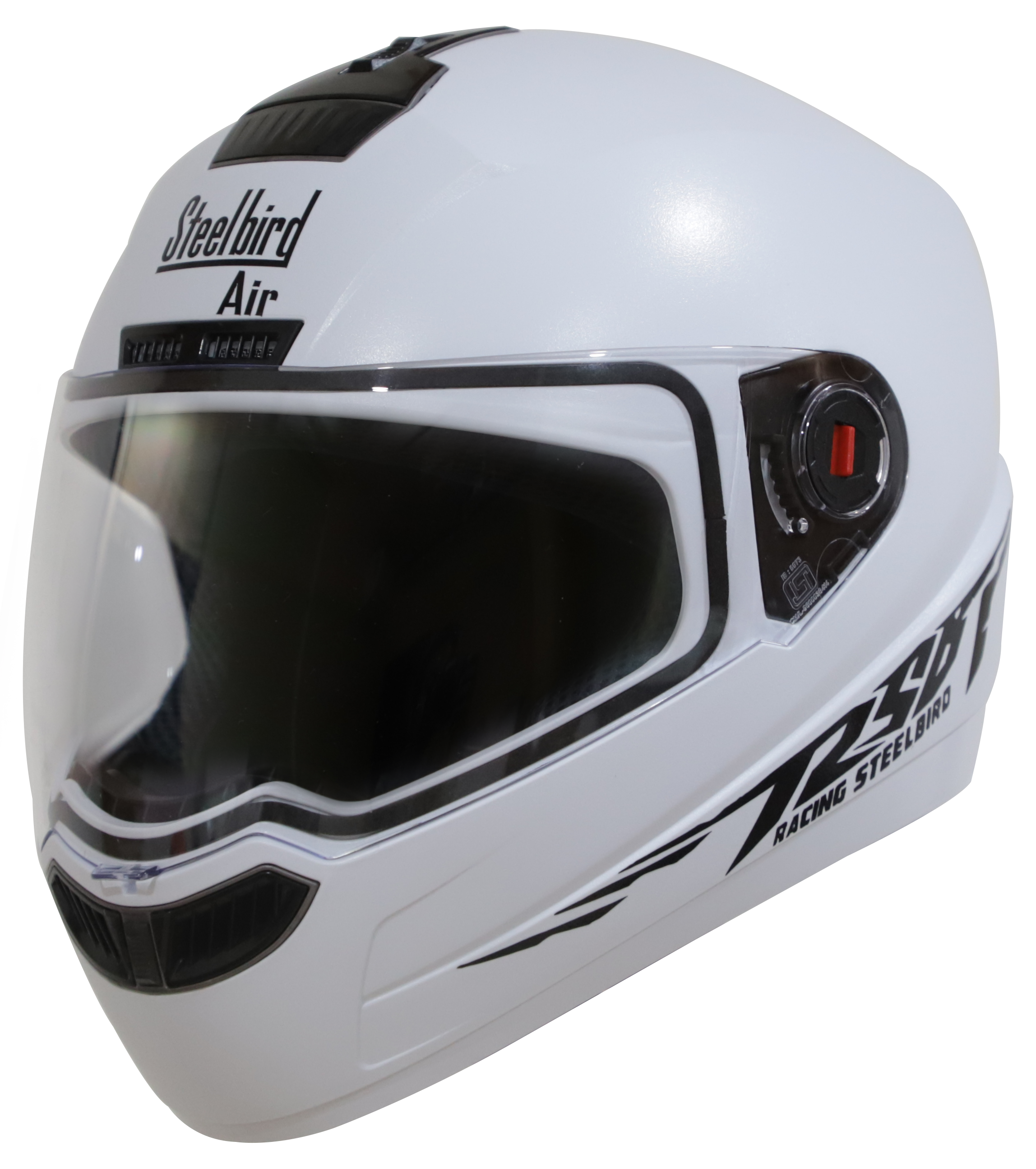 Steelbird SBA-1 Moon Reflective ISI Certified Full Face Helmet (Dashing White With Clear Visor)