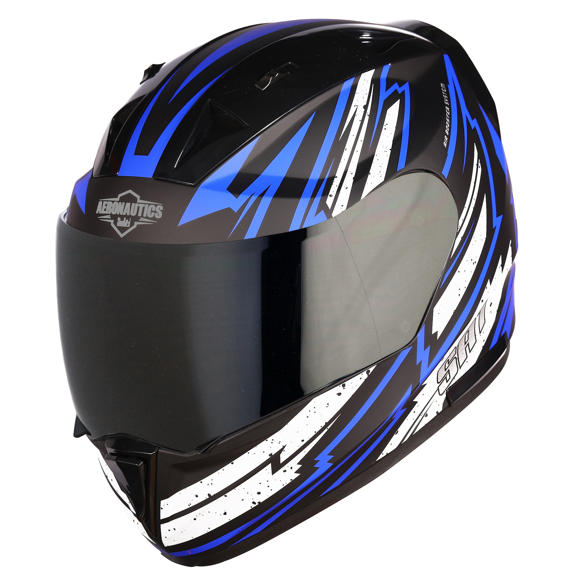 SA-1 BOOSTER MAT BLACK WITH BLUE - SMOKE VISOR (WITH EXTRA CLEAR VISOR)