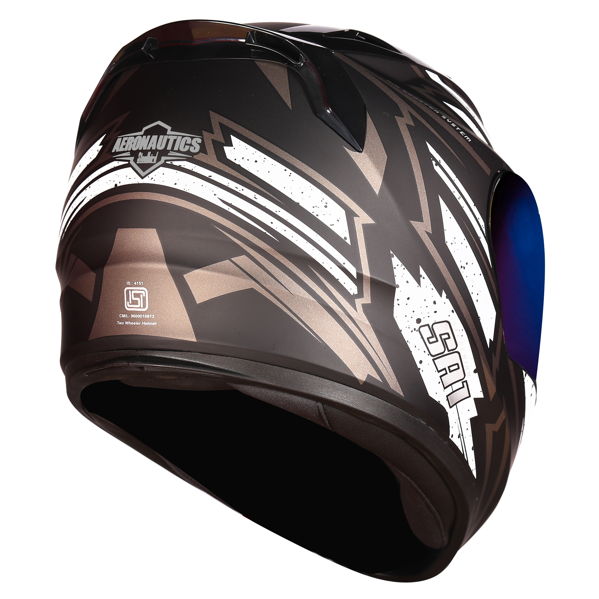 SA-1 BOOSTER MAT BLACK WITH GREY - CHROME BLUE VISOR (WITH EXTRA CLEAR VISOR)