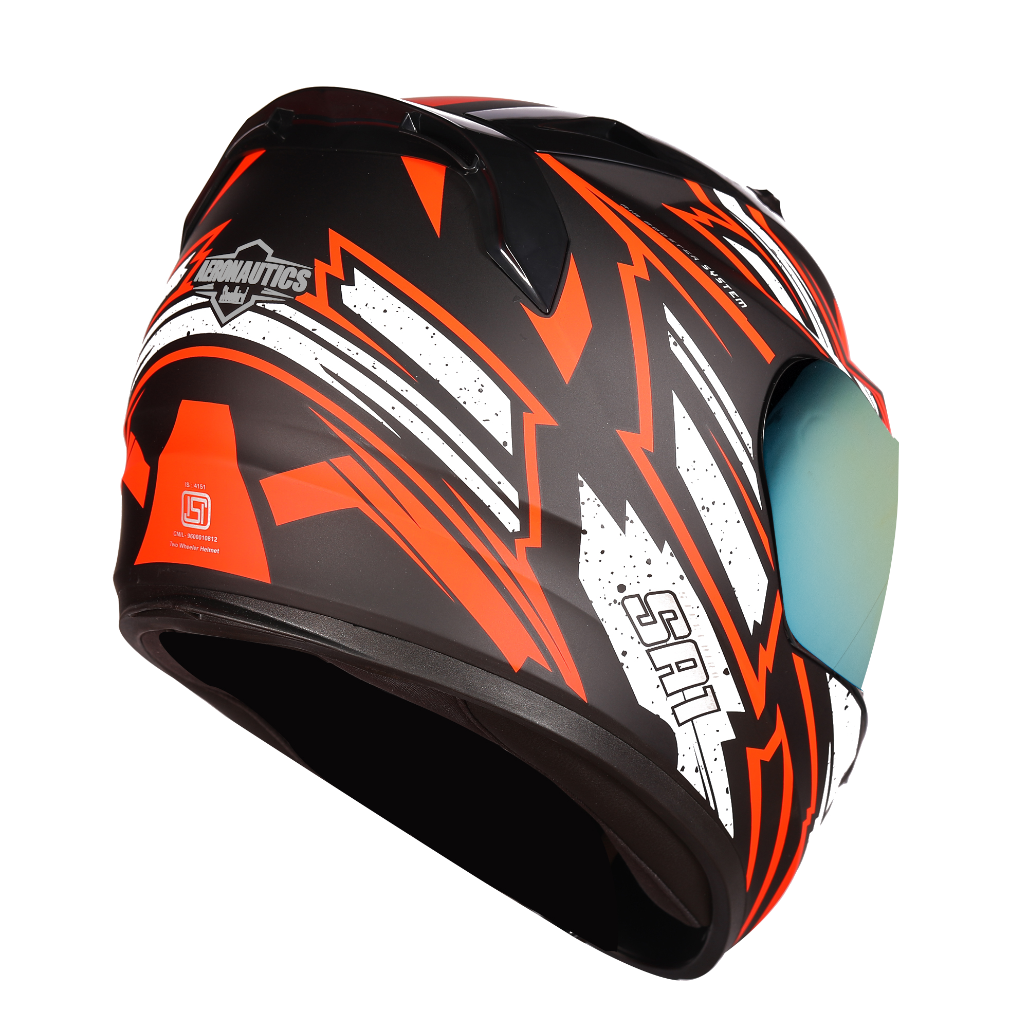 SA-1 BOOSTER MAT BLACK WITH ORANGE - CHROME GOLD VISOR (WITH EXTRA CLEAR VISOR)