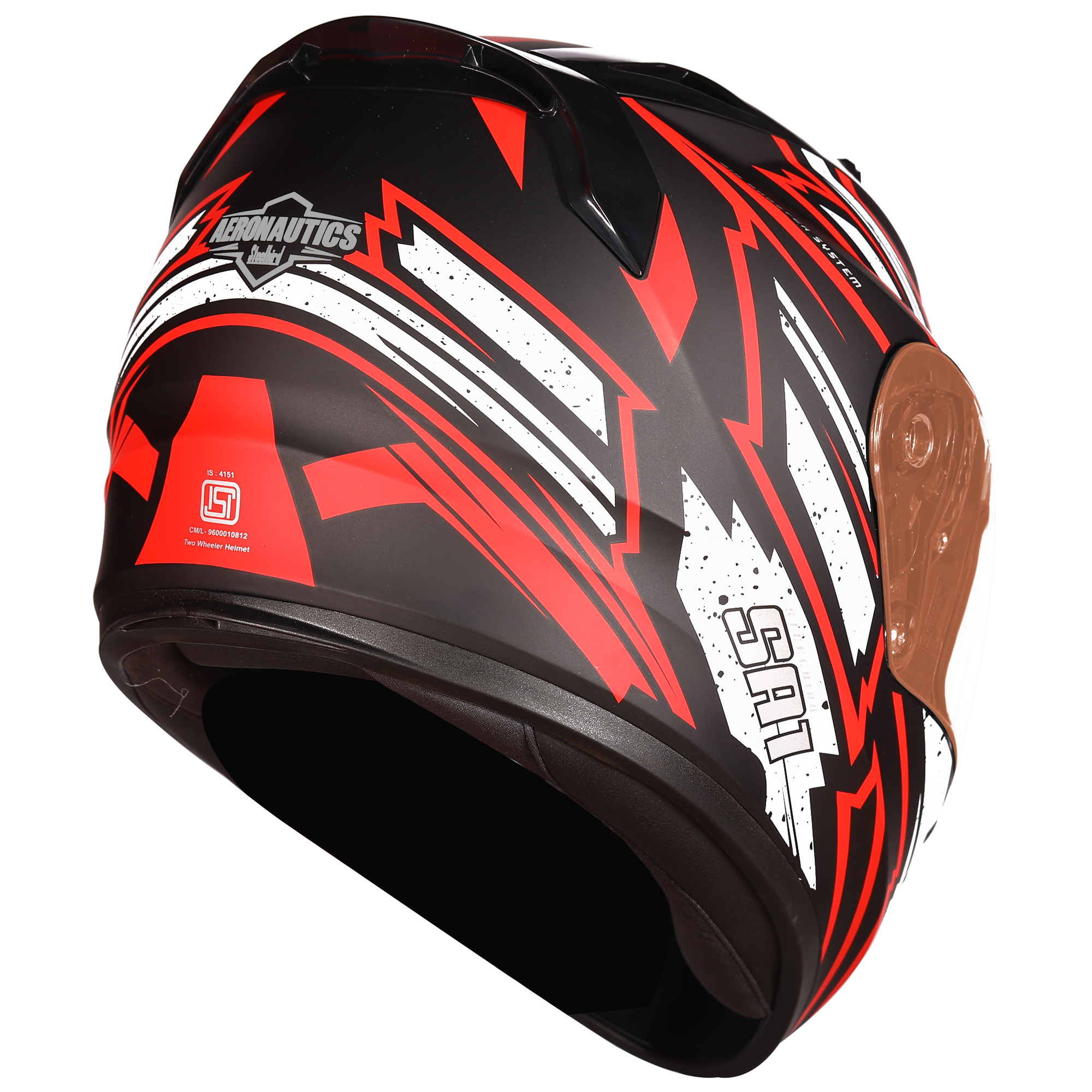 SA-1 BOOSTER MAT BLACK WITH RED - NIGHT VISION GOLD VISOR (WITH EXTRA CLEAR VISOR)