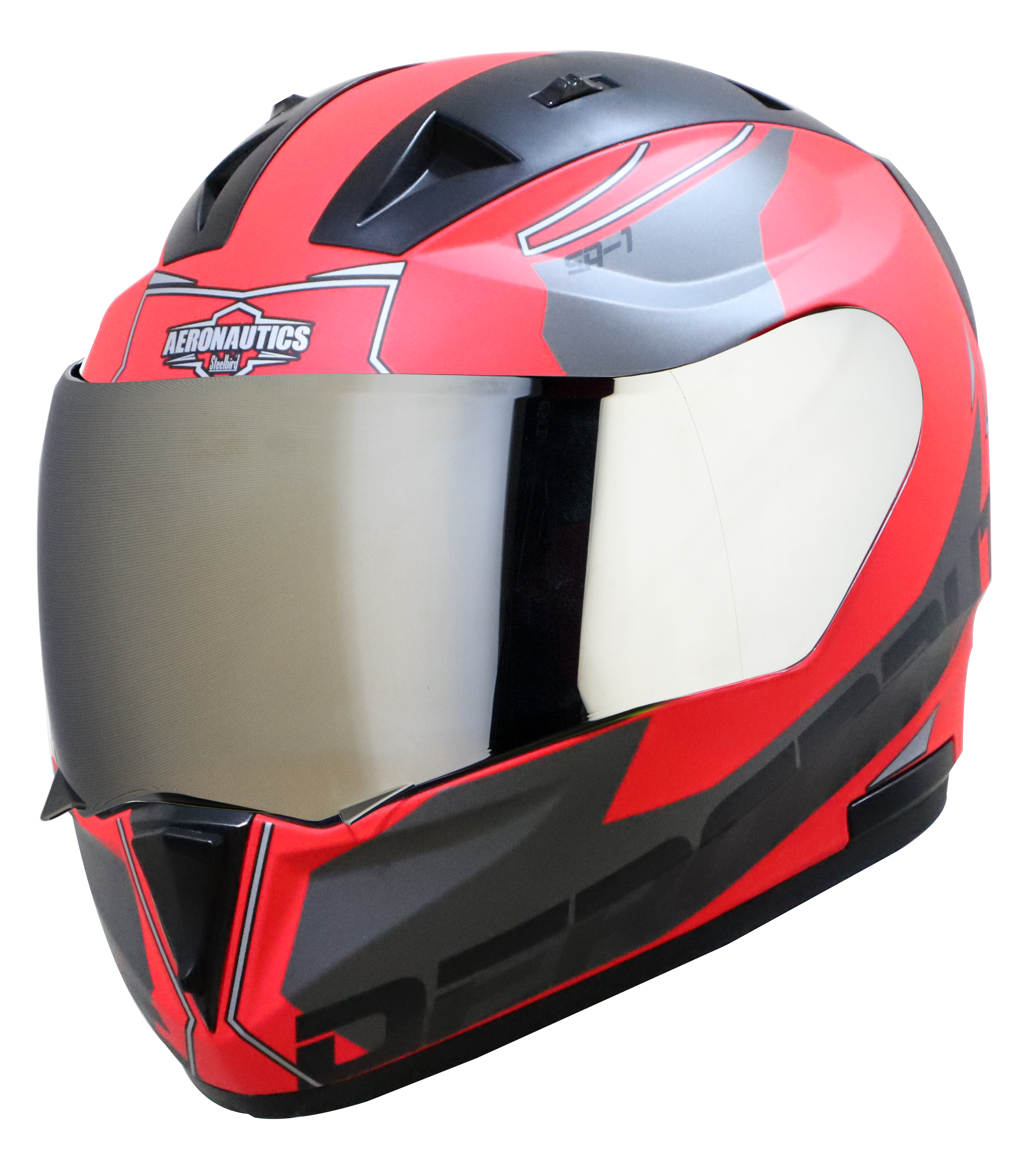 SA-1 RTW GLOSSY FLUO WATERMELON WITH WHITE (FITTED WITH CLEAR VISOR EXTRA CHROME SILVER VISOR FREE)