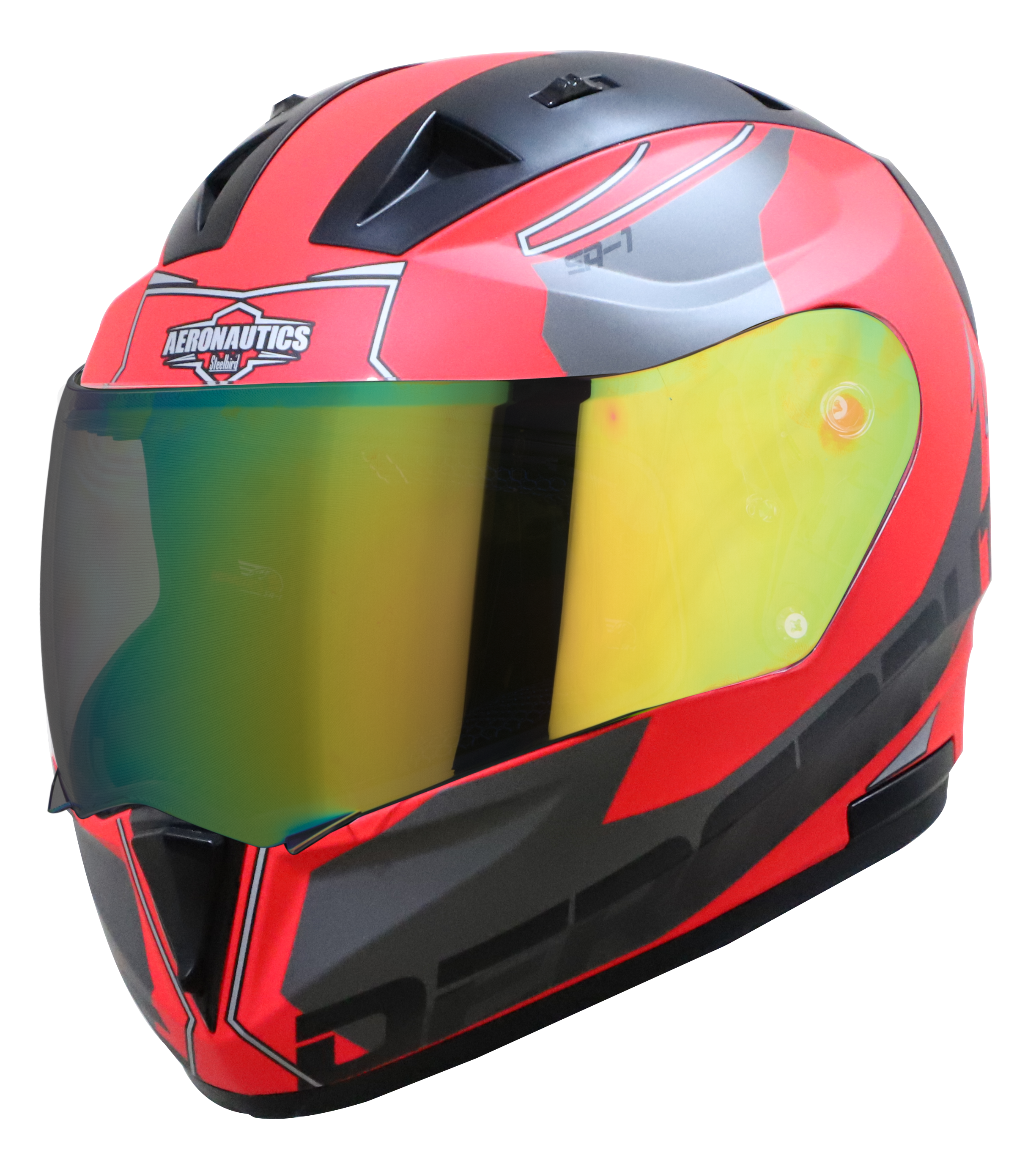 SA-1 RTW GLOSSY WATERMELON WITH WHITE (FITTED WITH CLEAR VISOR EXTRA NIGHT VISION GREEN VISOR FREE)